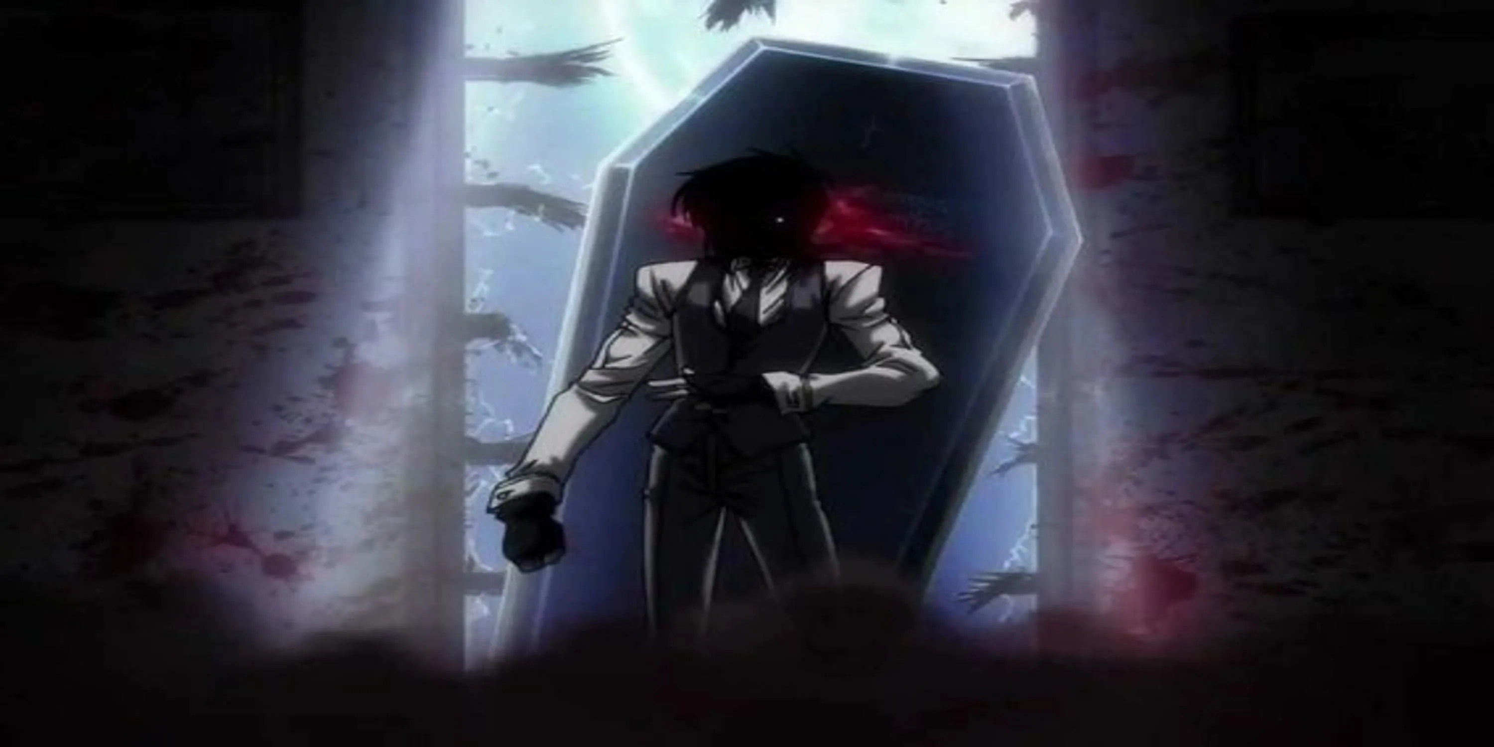 Alucard dưới hình dạng cô gái cùng Walter thời trẻ trong Hellsing The Dawn, bối cảnh Thế chiến thứ hai