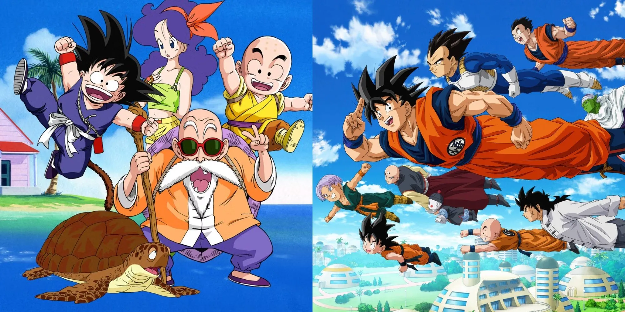 Ảnh đại diện series Dragon Ball, Dragon Ball Z, GT, Super, minh họa các thế hệ nhân vật.