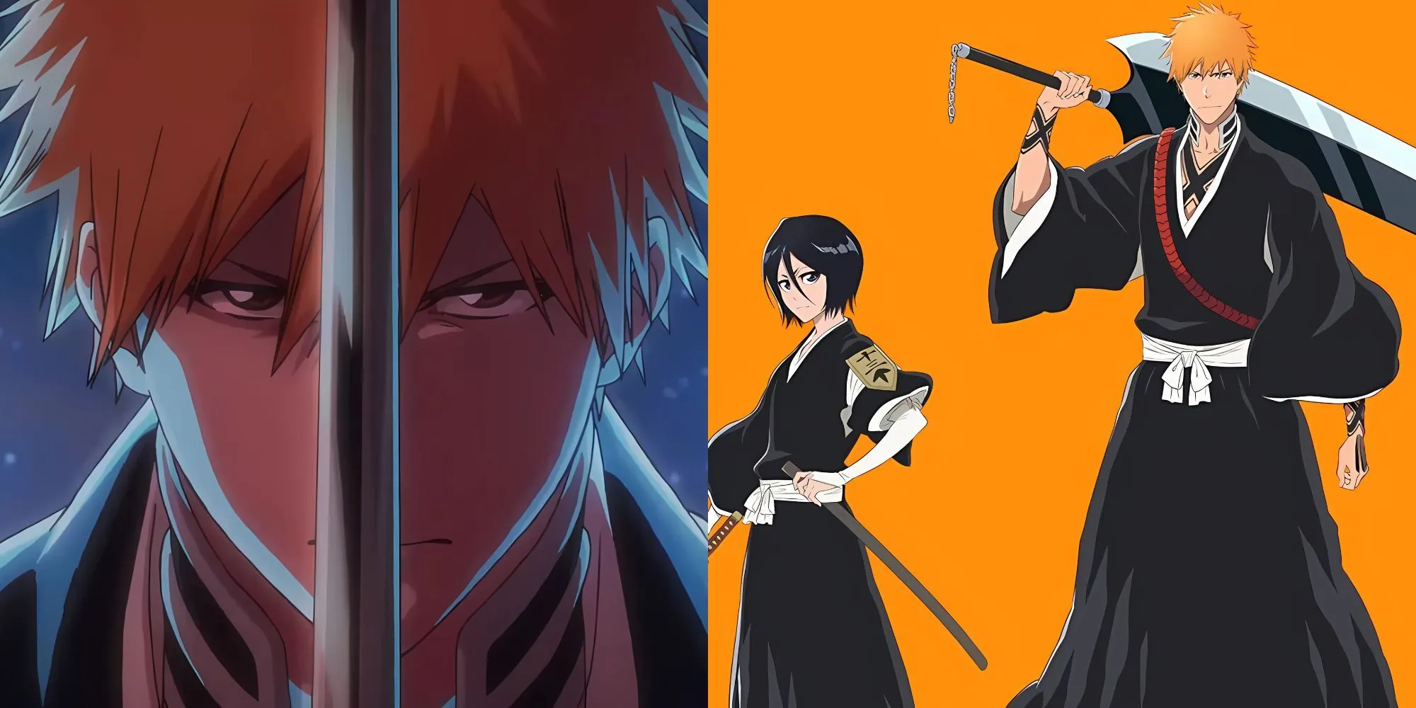 Ảnh poster anime Bleach với nhân vật chính Ichigo Kurosaki và thanh kiếm Zangetsu