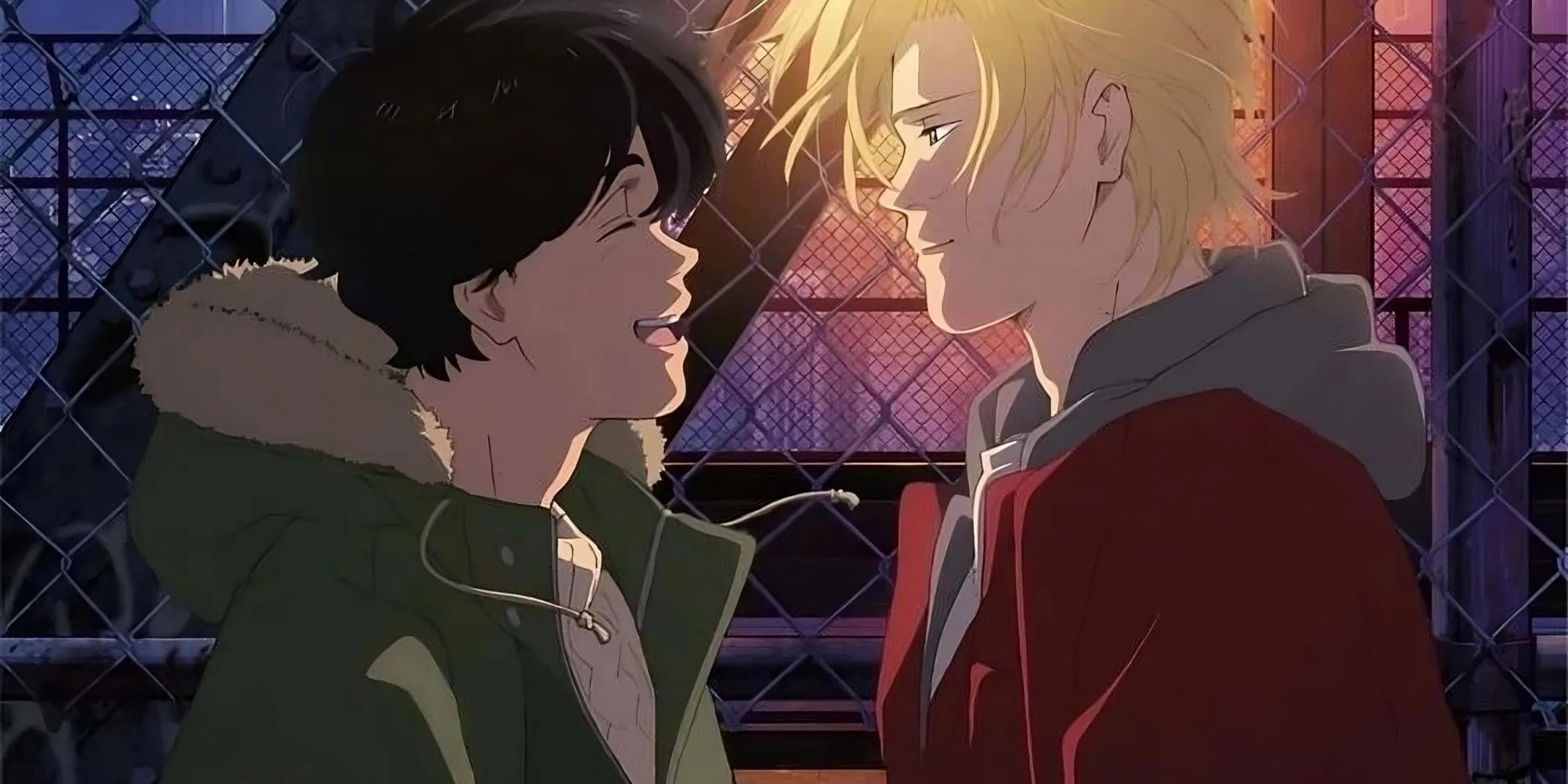 Ash Lynx và Eiji Okumura nhìn nhau trong một khoảnh khắc bình yên hiếm hoi của Banana Fish