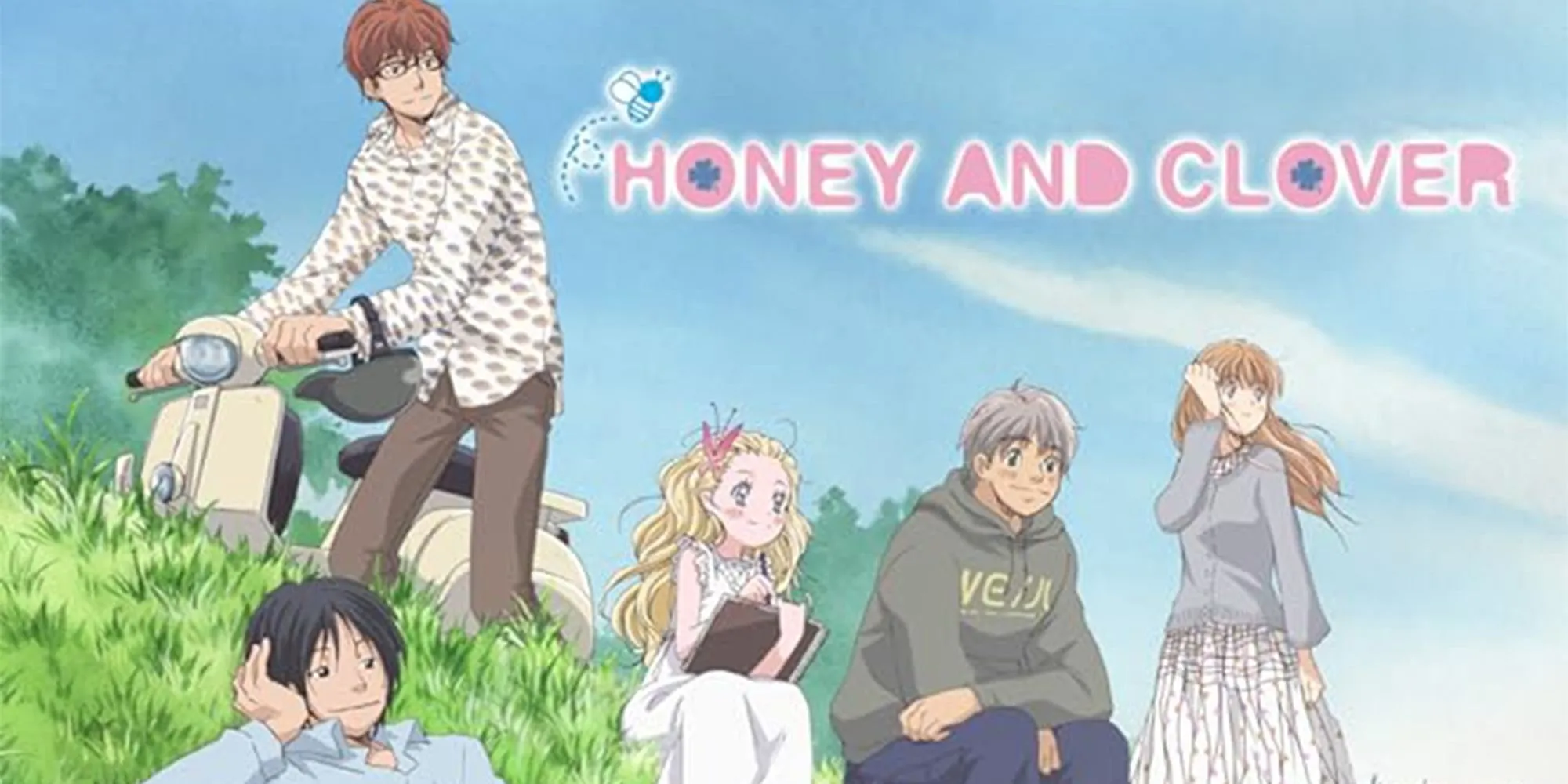 Các nhân vật chính từ Honey and Clover, minh họa cuộc sống sinh viên đại học đầy cảm xúc.