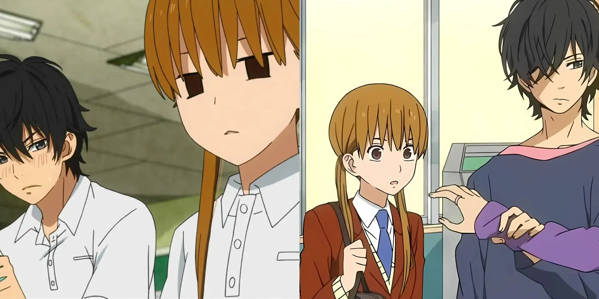 Cặp đôi Haru Yoshida và Shizuku Mizutani trong anime My Little Monster thể hiện dynamic trái dấu hút nhau