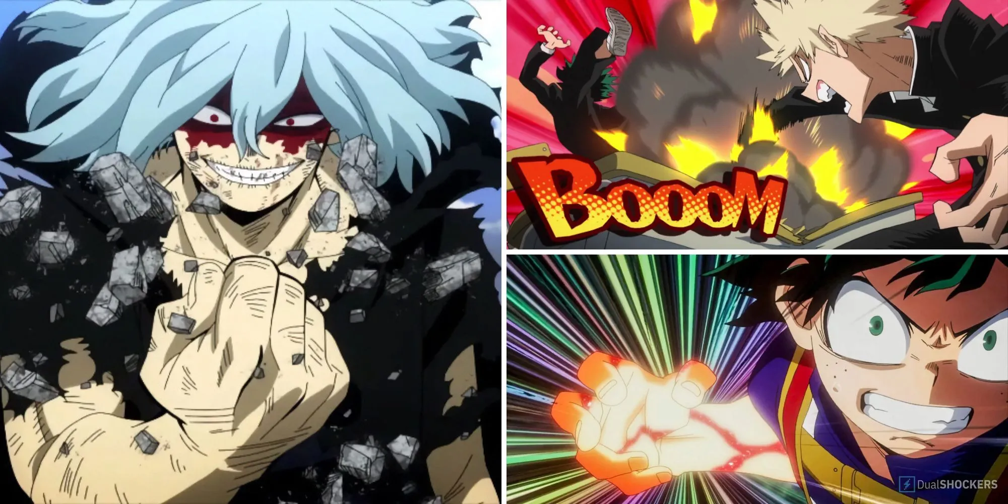 Deku, Bakugo, và Shigaraki thể hiện sức mạnh sau khi thức tỉnh Quirk trong My Hero Academia