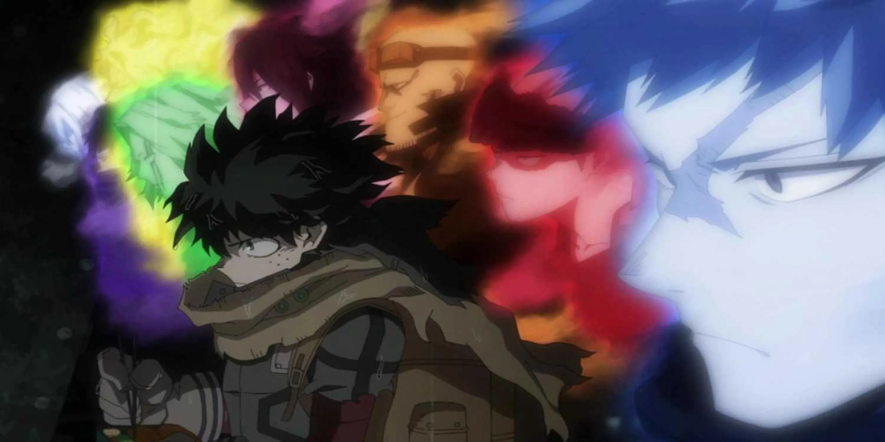 Deku cùng với các di vật của người dùng One For All trước đây trong My Hero Academia