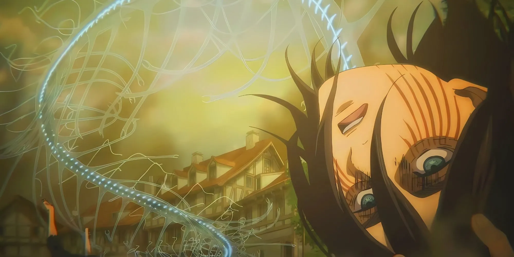 Eren Yeager kích hoạt Chiêu Rung Chuyển trong Attack on Titan.