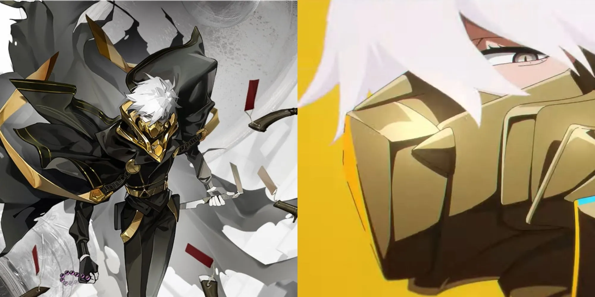 Ghostblade, kiếm sĩ xếp hạng 4 trong To Be Hero X với chiếc mặt nạ vô cảm đặc trưng.