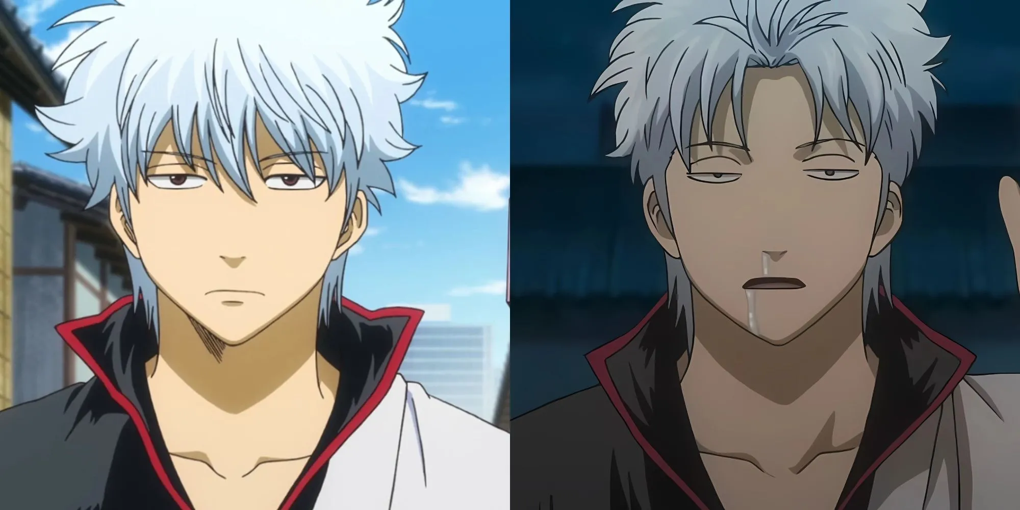 Gintoki Sakata với mái tóc bạc xoăn và thanh kiếm gỗ, nhân vật chính đầy hài hước và sâu sắc trong Gintama