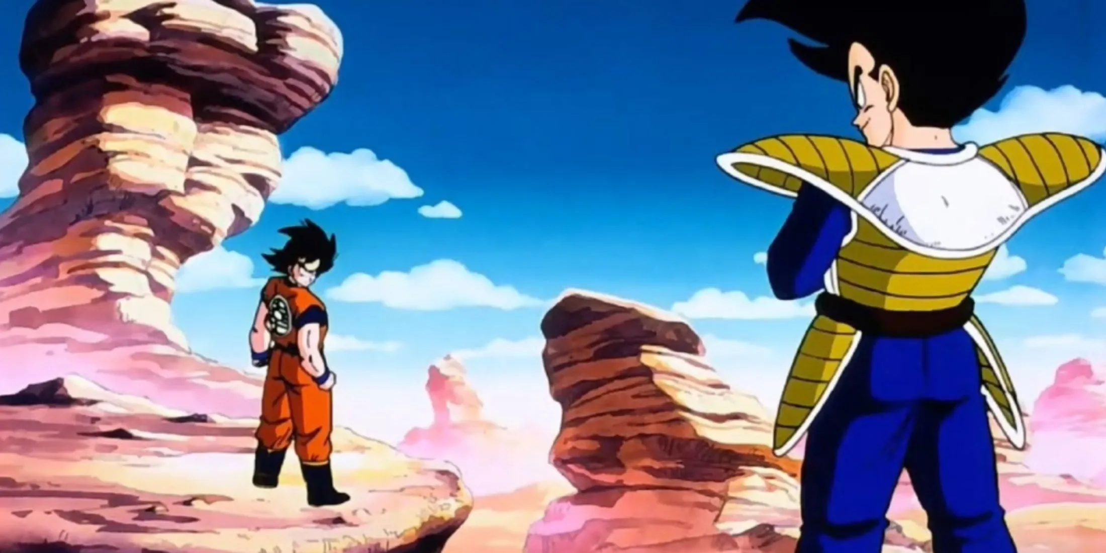 Goku và Vegeta đối đầu trong trận chiến kinh điển, thể hiện sự khác biệt giữa tầng lớp Saiyan