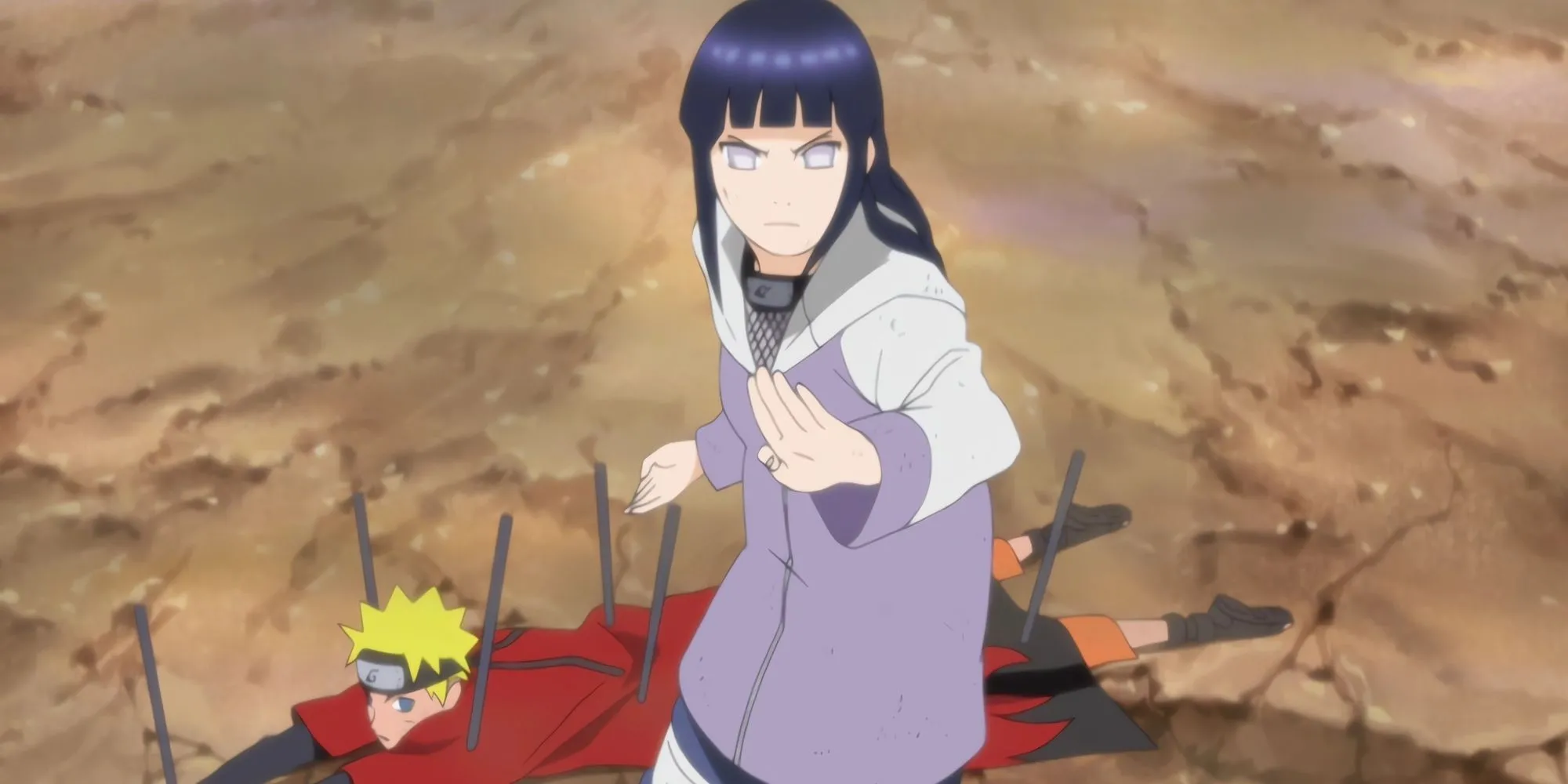 Hinata Hyuga dũng cảm bảo vệ Naruto Uzumaki trong trận chiến với Pain