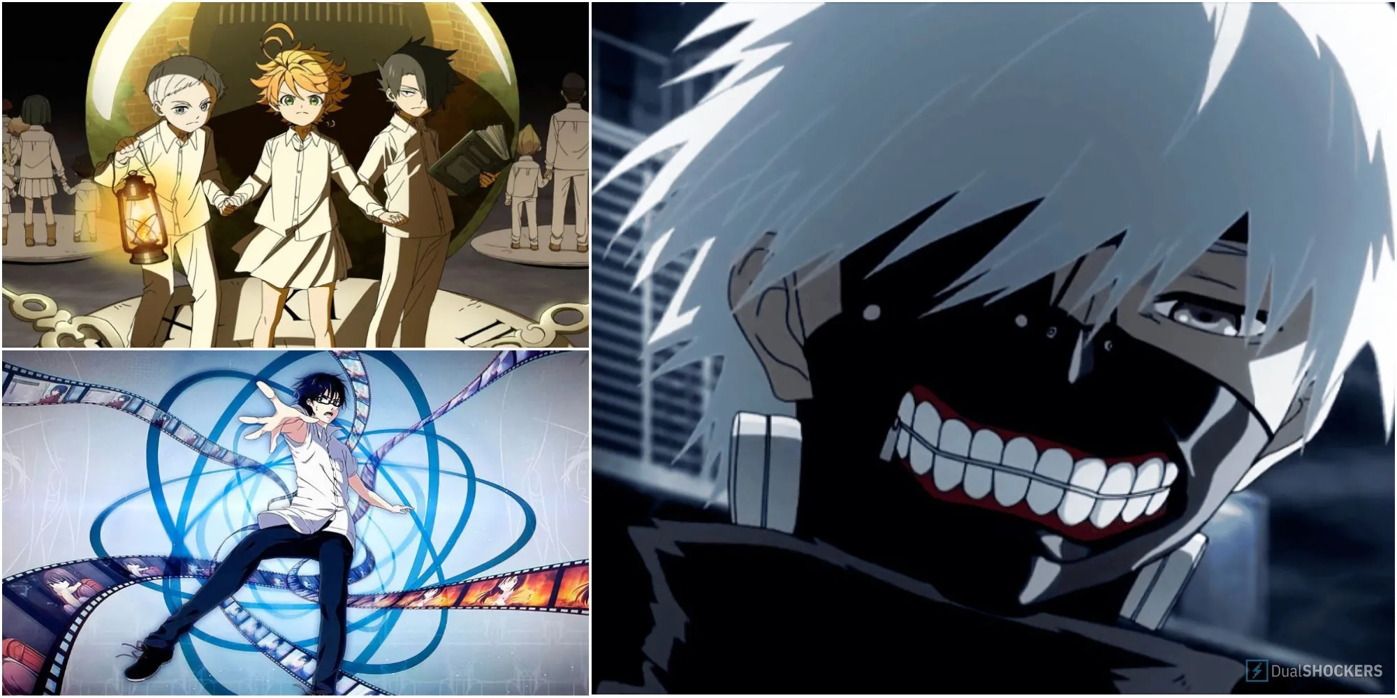 Hình ảnh các nhân vật Satoru Fujinuma, Kayo Hinazuki và Kenya Kobayashi trong anime Erased, một bộ anime tâm lý nổi tiếng.