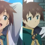 Hình ảnh dàn nhân vật chính KonoSuba (Kazuma, Aqua, Megumin, Darkness) thể hiện sự hỗn loạn và hài hước của series anime isekai này.