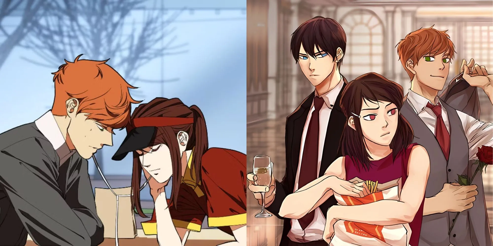 Hình ảnh Shin-ae Yoo, Yeong-gi và Kousuke, các nhân vật chính trong Webtoon I Love Yoo