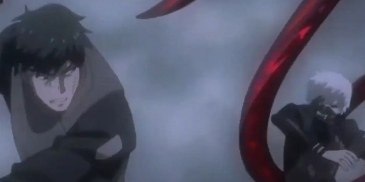 Ken Kaneki (Ghoul) và Koutarou Amon (Điều tra viên CCG), hai nhân vật đối đầu vì hoàn cảnh trong Tokyo Ghoul