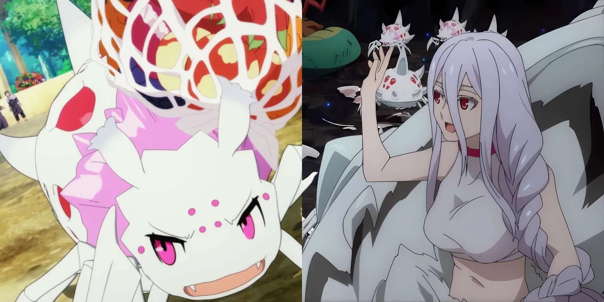 Kumoko ở dạng nhện con trong hang động ở bộ anime So I'm a Spider, So What?