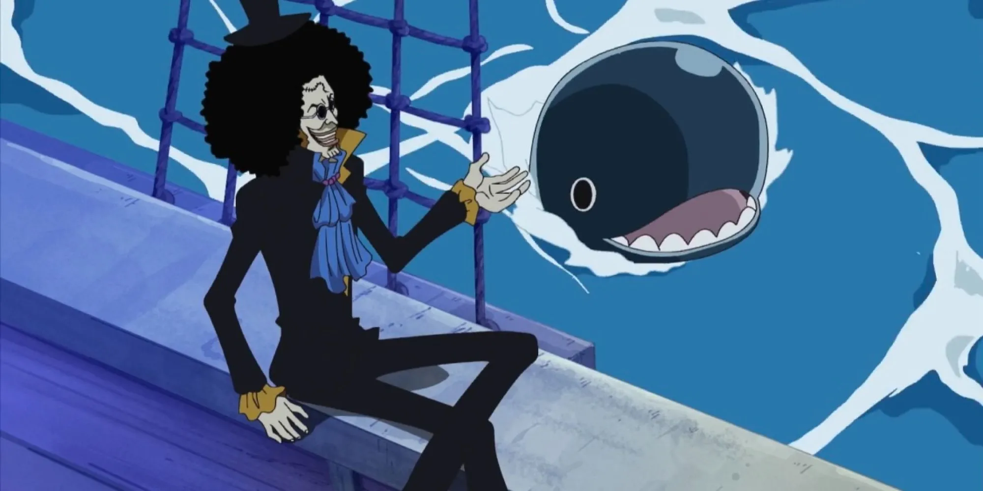 Laboon cá voi khổng lồ và Brook bộ xương sống trong One Piece