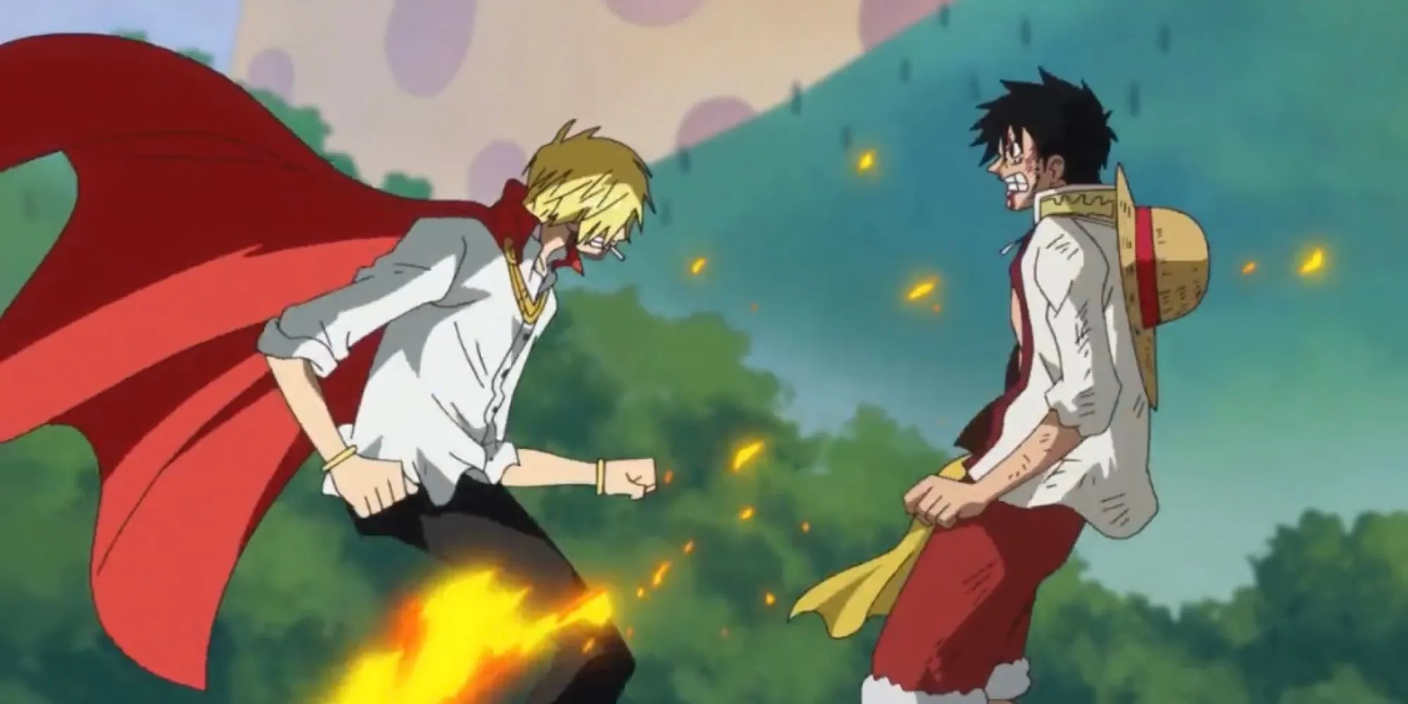 Luffy bị Sanji đánh trên Đảo Bánh Ngọt