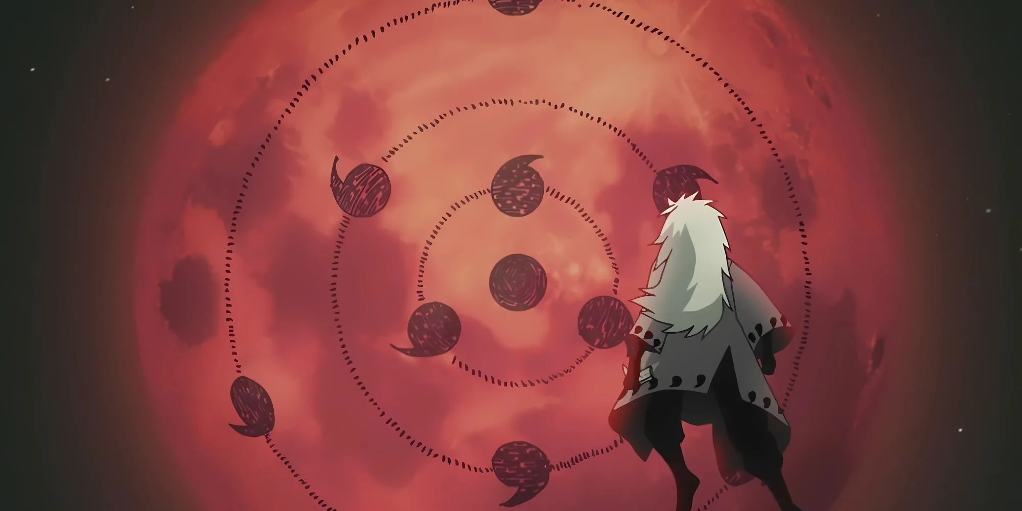 Madara Uchiha thi triển Infinite Tsukuyomi trong Naruto Shippuden.
