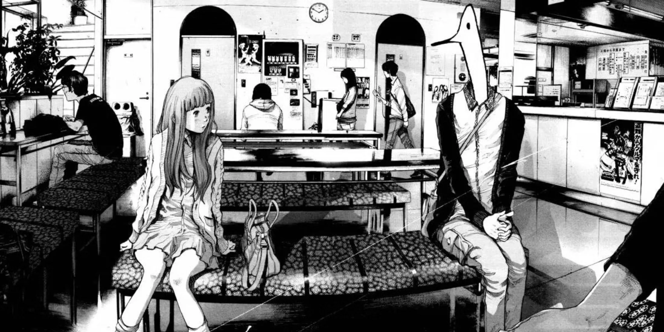 Mô tả: Bìa manga Oyasumi Punpun với hình ảnh Punpun dưới dạng một chú chim đơn giản đứng giữa khung cảnh đời thường, thể hiện sự tương phản độc đáo giữa hình ảnh và nội dung tâm lý sâu sắc.