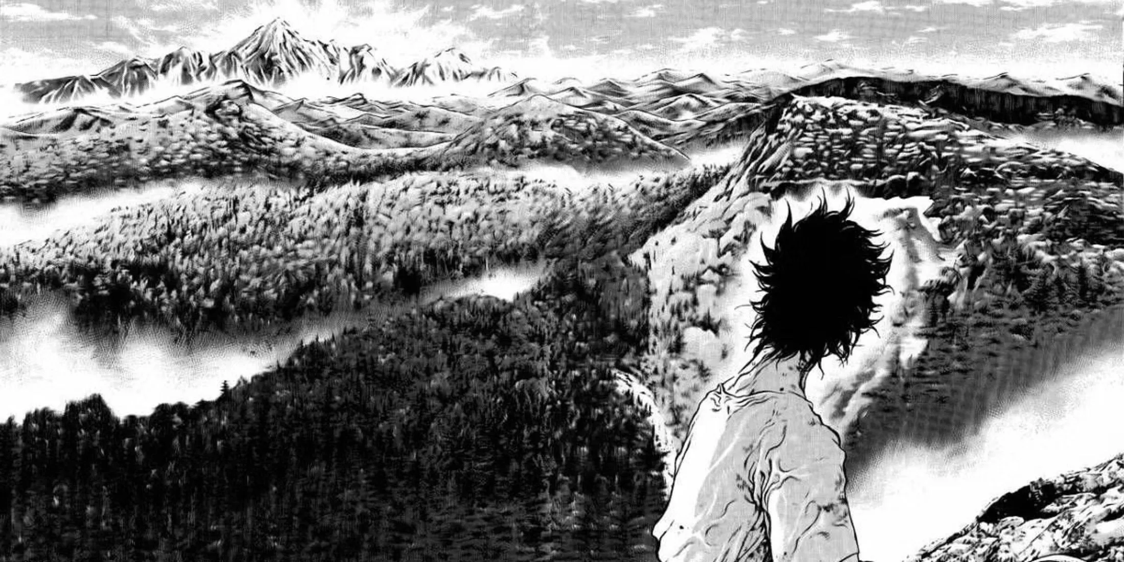 Mô tả: Bìa manga The Climber mô tả nhân vật chính Buntaro Mori đang chinh phục một vách núi, thể hiện chủ đề về leo núi và sự đối mặt với thử thách.