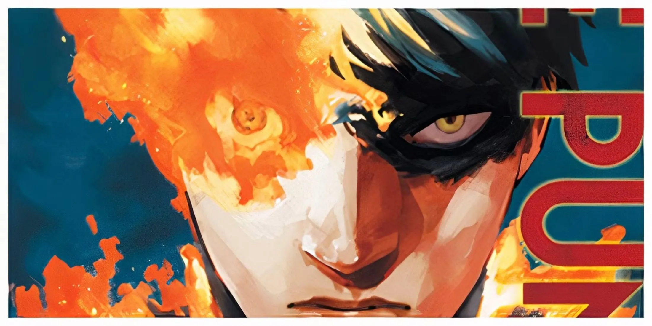 Mô tả: Bìa tập đầu tiên của manga Fire Punch với hình ảnh nhân vật chính Agni đang bốc cháy trong một thế giới băng giá, thể hiện sự đau đớn và sức mạnh tái tạo của anh.