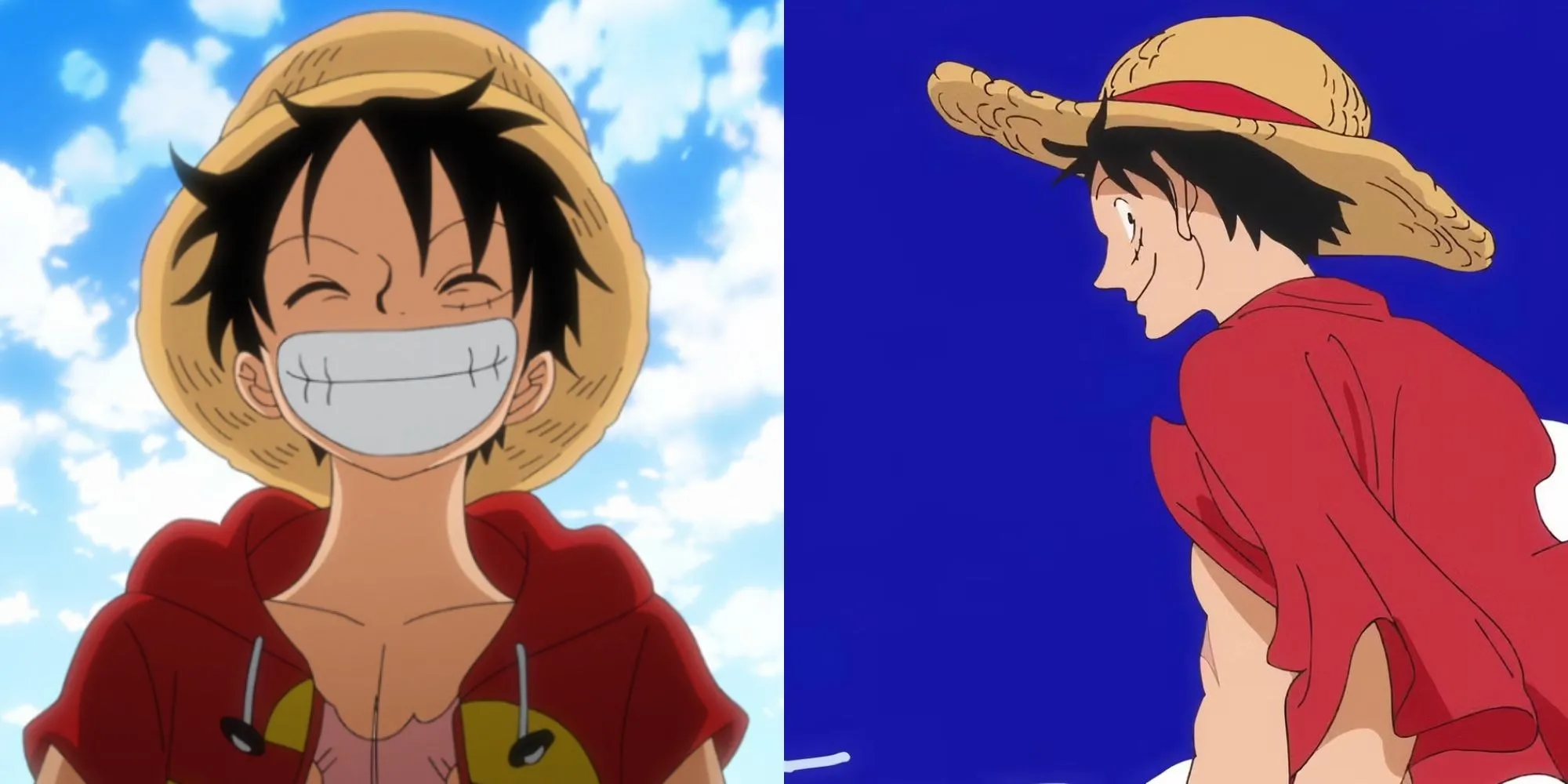 Monkey D. Luffy cười toe toét với chiếc mũ rơm đặc trưng, thuyền trưởng băng Hải tặc Mũ Rơm và nhân vật chính biểu tượng của One Piece