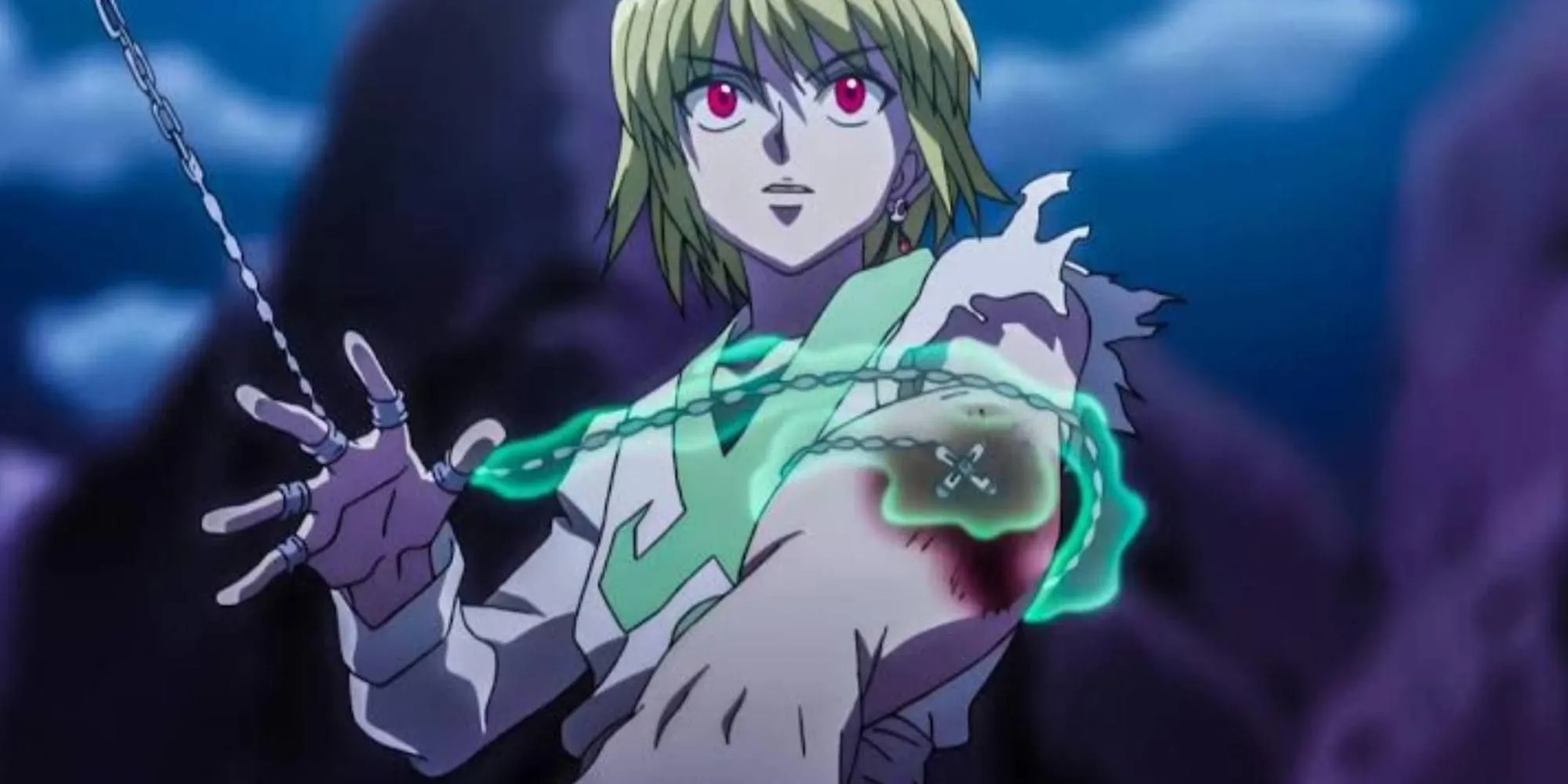 Nhân vật Kurapika trong Hunter x Hunter với đôi mắt Đỏ rực, biểu tượng của sự ám ảnh trả thù