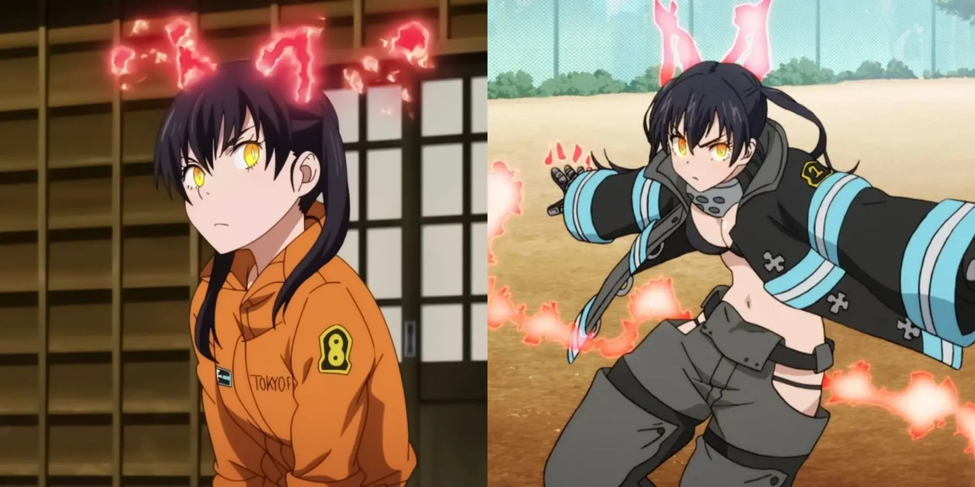 Nhân vật Tamaki Kotatsu với khả năng Nekomata trong series Fire Force