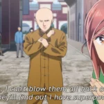Nitta, trùm Yakuza, và cô bé psychic Hina trong anime Hinamatsuri