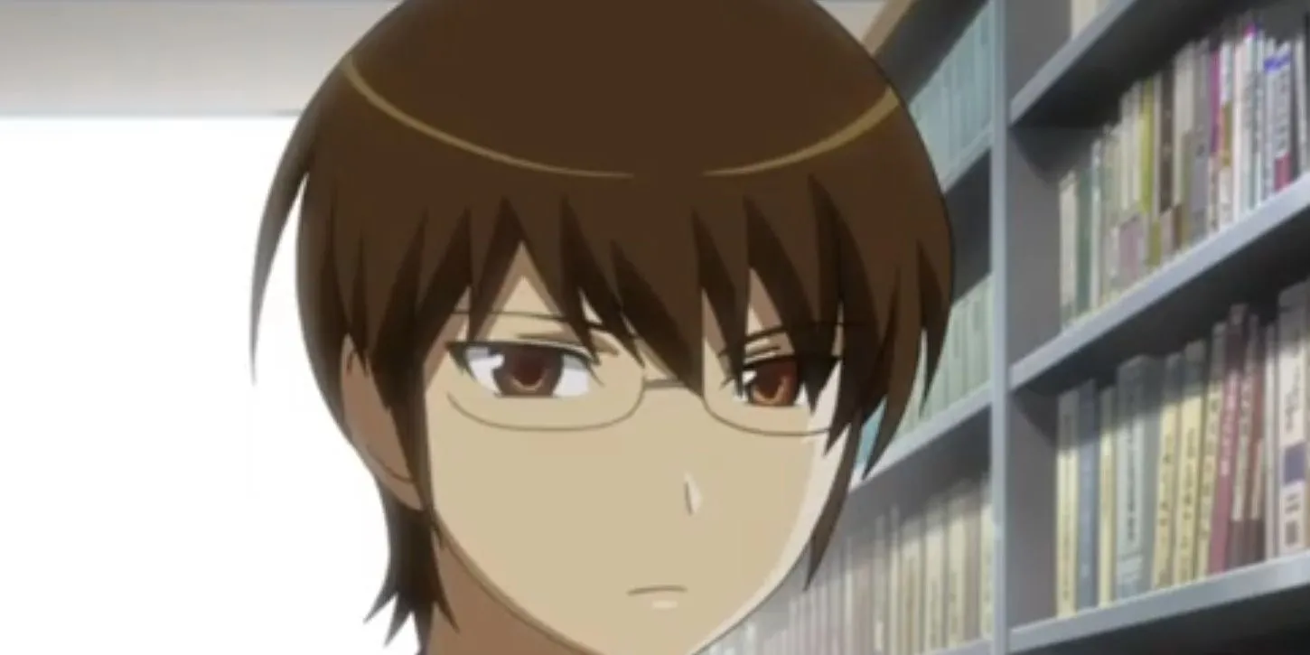 Nobuhiko Haneda từ anime The World God Only Knows đang nhìn ai đó từ xa