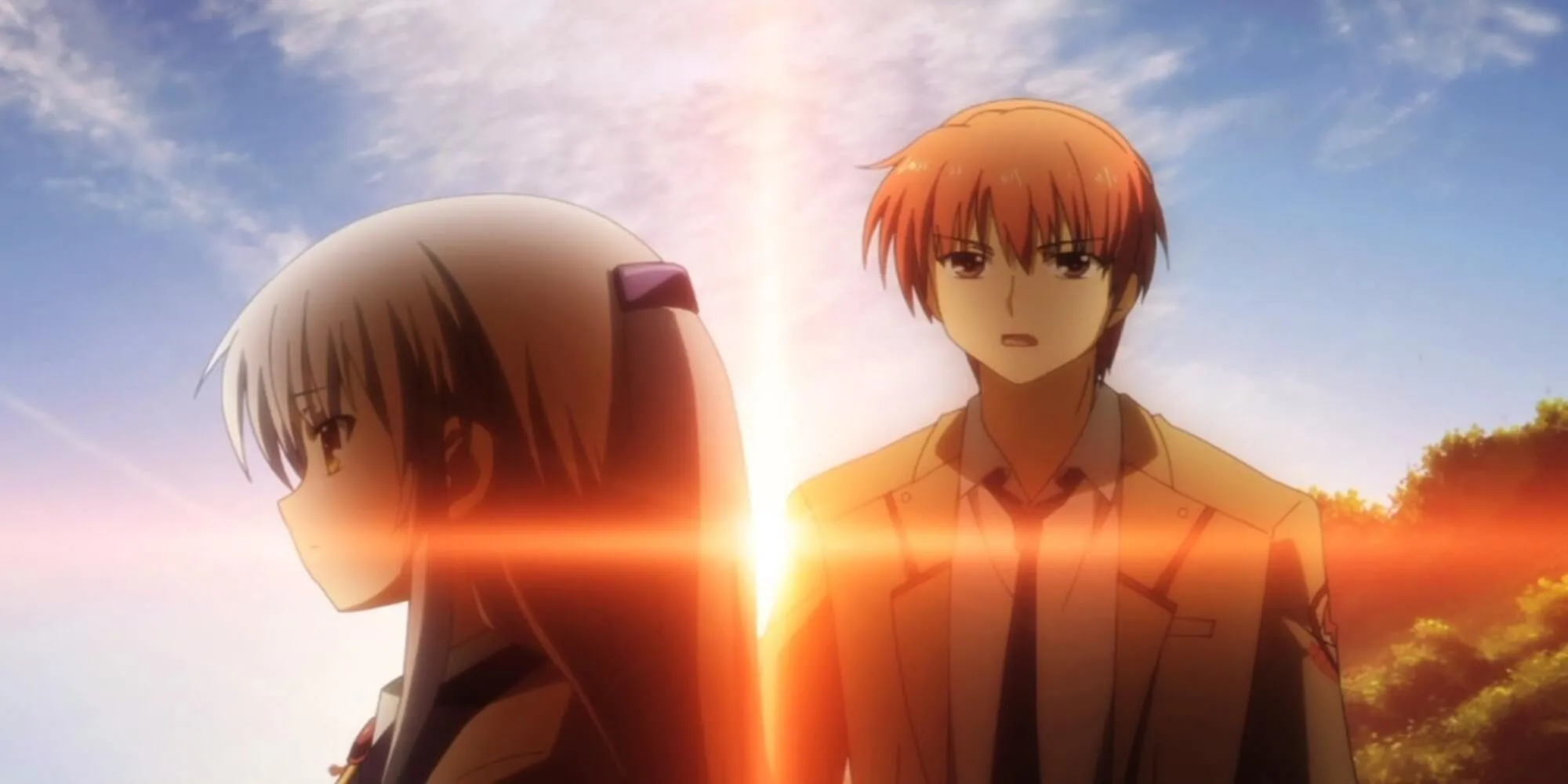 Otonashi và Kanade trong cảnh chia ly đầy cảm xúc ở Angel Beats!