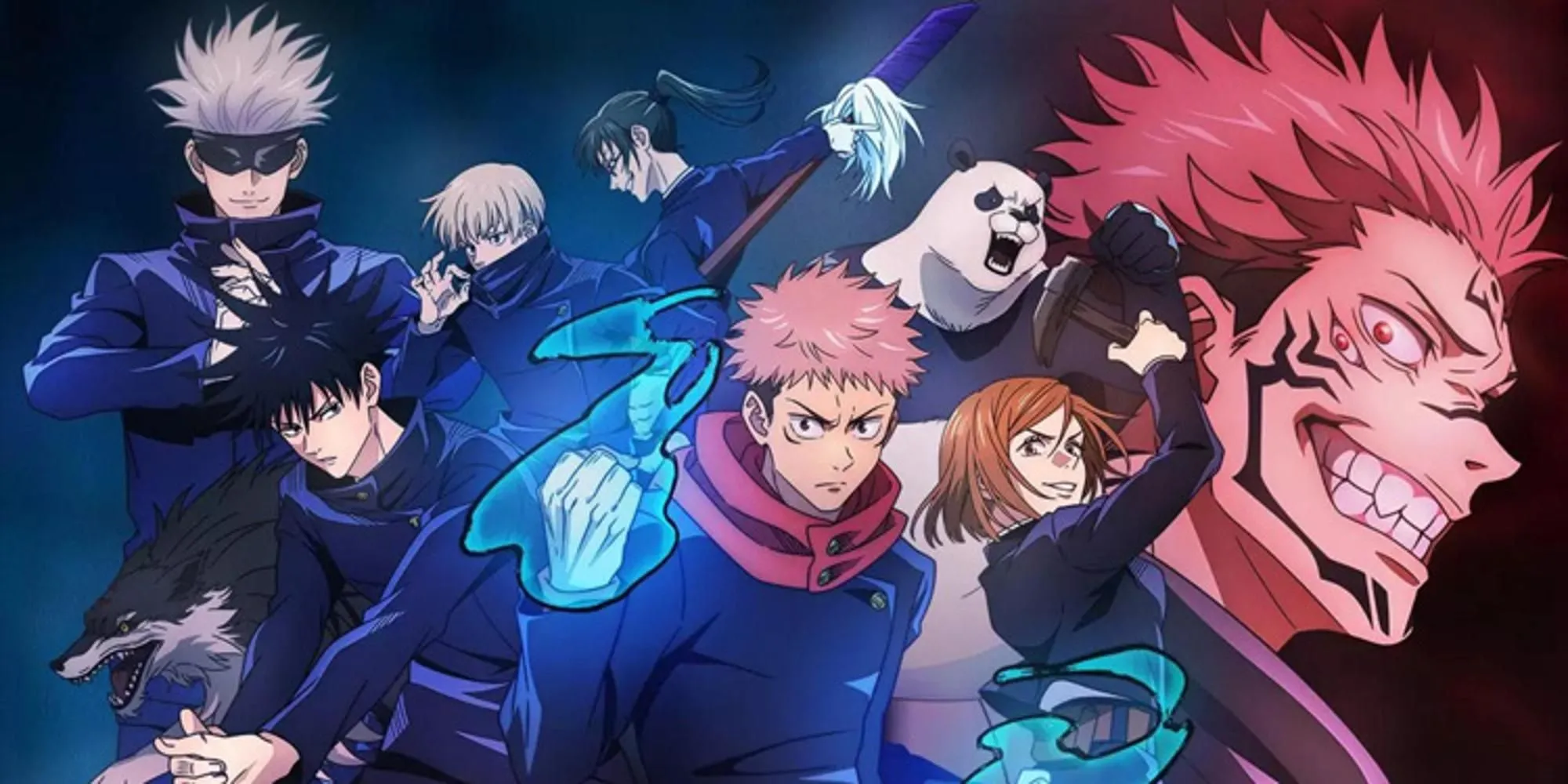 Poster anime Jujutsu Kaisen với các nhân vật chính