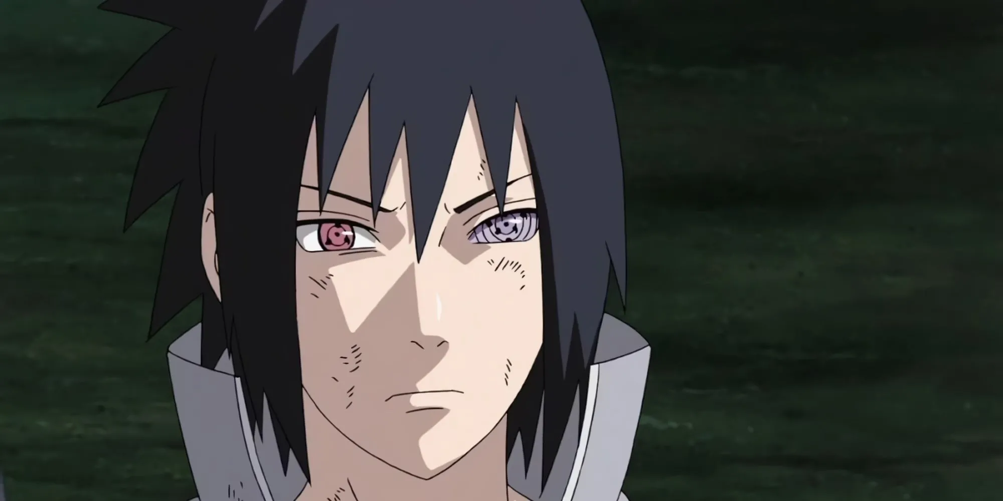 Sasuke Uchiha trong Naruto với Sharingan và Rinnegan