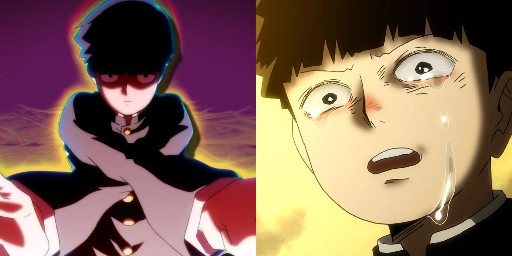 Shigeo &quot;Mob&quot; Kageyama và người thầy Arataka Reigen từ Mob Psycho 100, minh họa mối quan hệ trung tâm và sự phát triển cảm xúc của nhân vật chính.