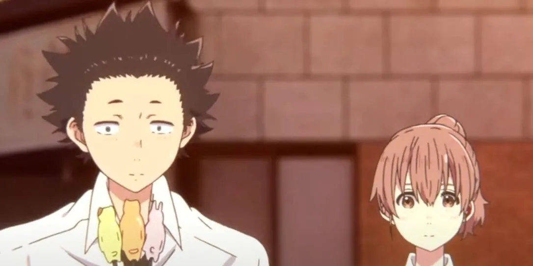 Shouya Ishida và Shouko Nishimiya trao nhau nụ cười và sự thấu hiểu trong A Silent Voice.