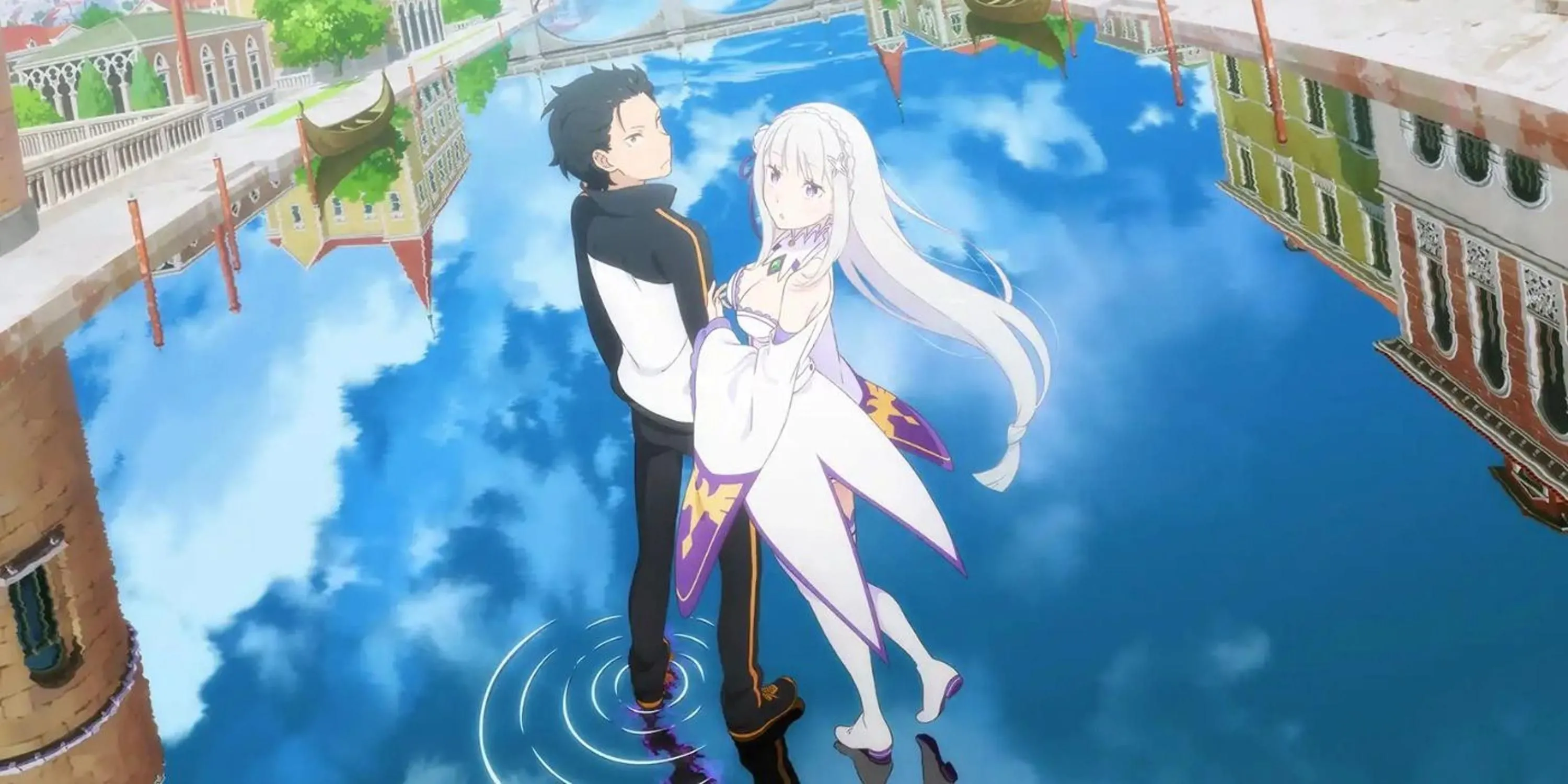 Subaru Natsuki và Emilia trong một cảnh từ Re:Zero