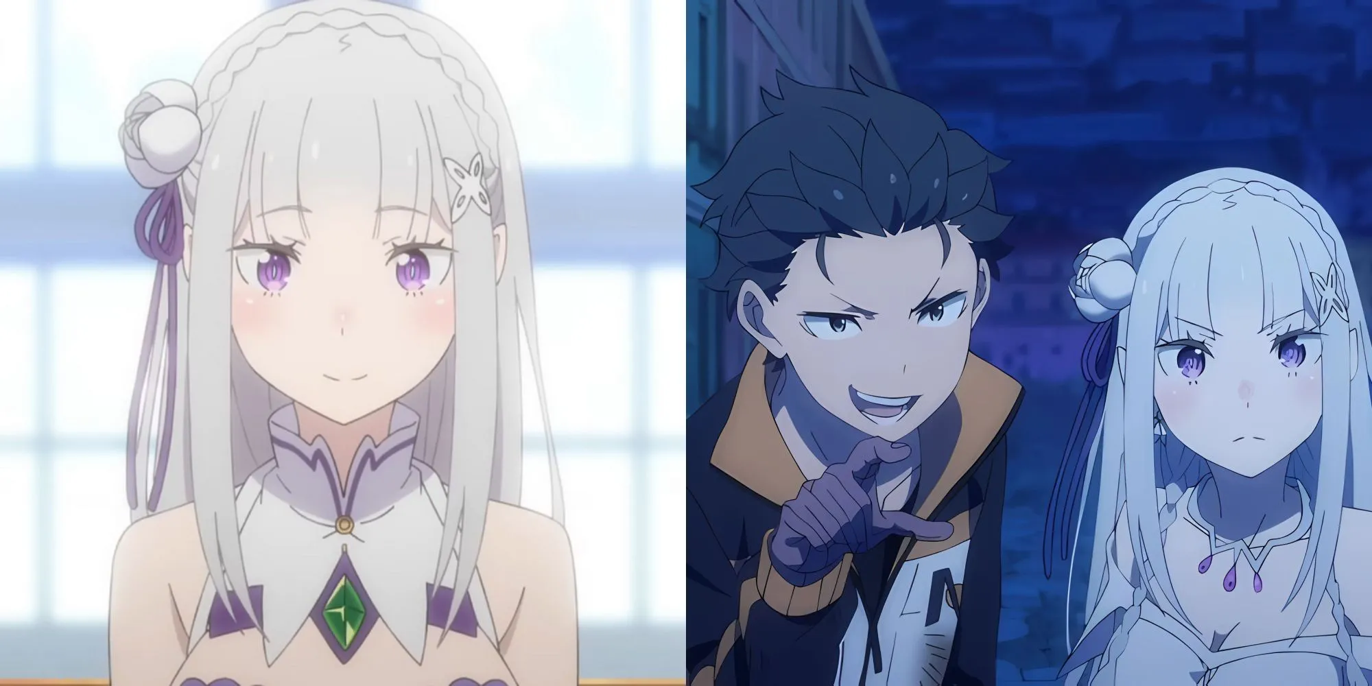 Subaru Natsuki và Emilia trong Re:Zero, thể hiện những thử thách tâm lý tàn khốc mà nhân vật chính phải đối mặt qua các vòng lặp Return-by-Death.