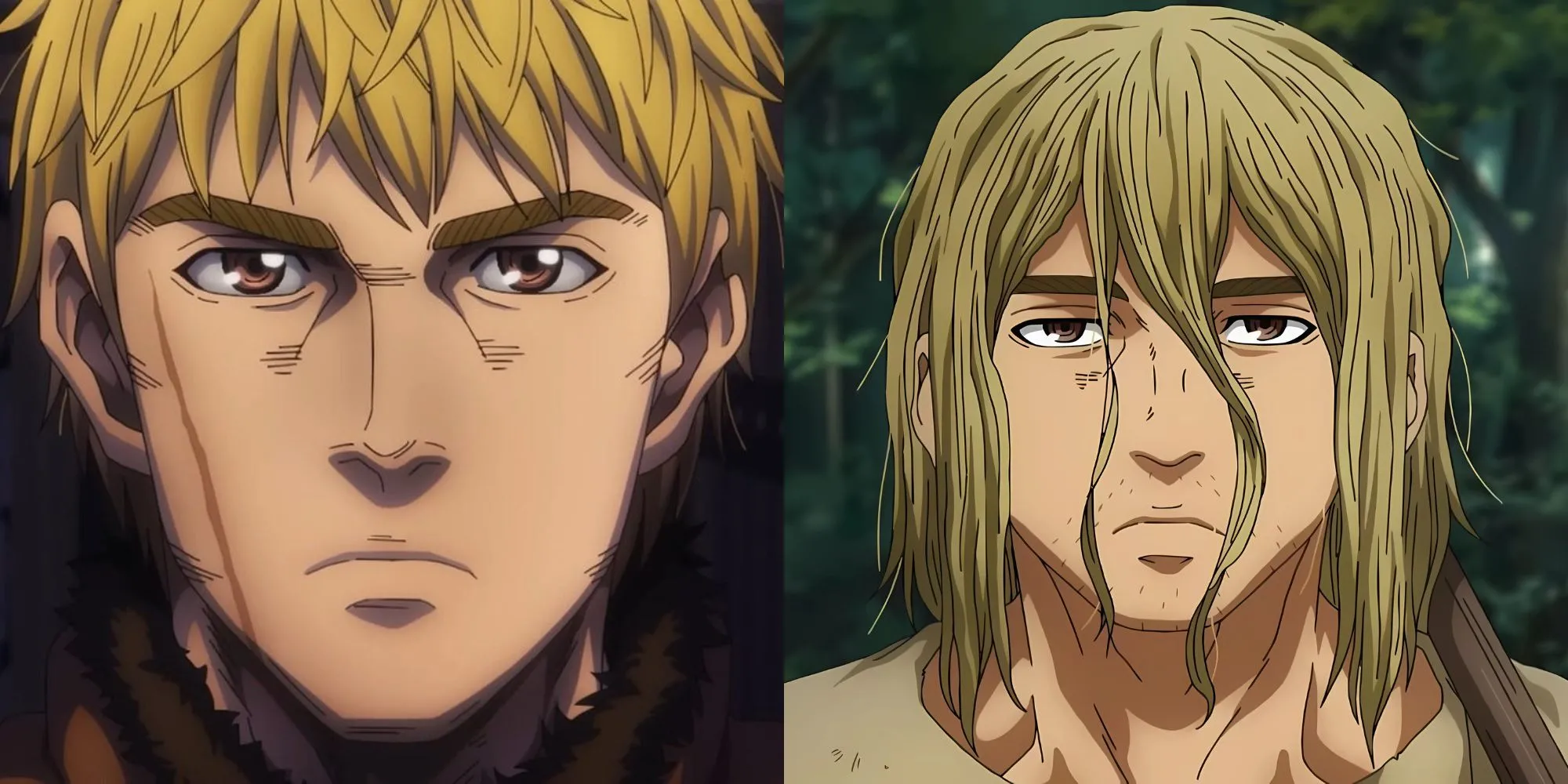 Thorfinn và Einar trong bối cảnh trang trại từ Vinland Saga mùa 2, minh họa sự chuyển đổi từ câu chuyện báo thù sang hành trình tìm kiếm Vinland và ý nghĩa cuộc sống.