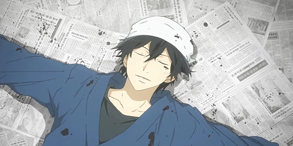 Thư pháp gia Seishuu Handa từ anime Barakamon bị vấy mực