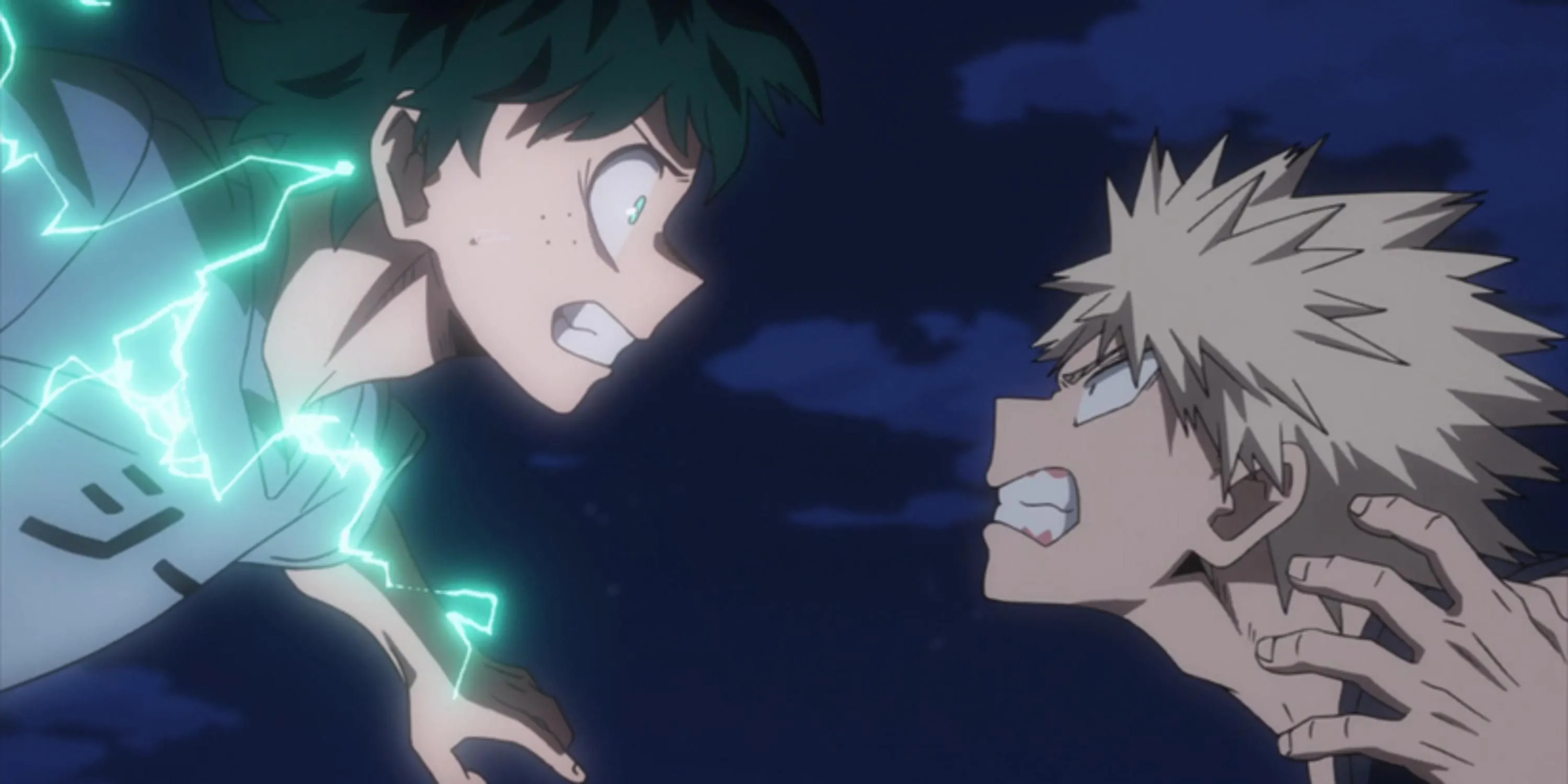 Trận đấu căng thẳng giữa Deku và Bakugo vào ban đêm trong My Hero Academia