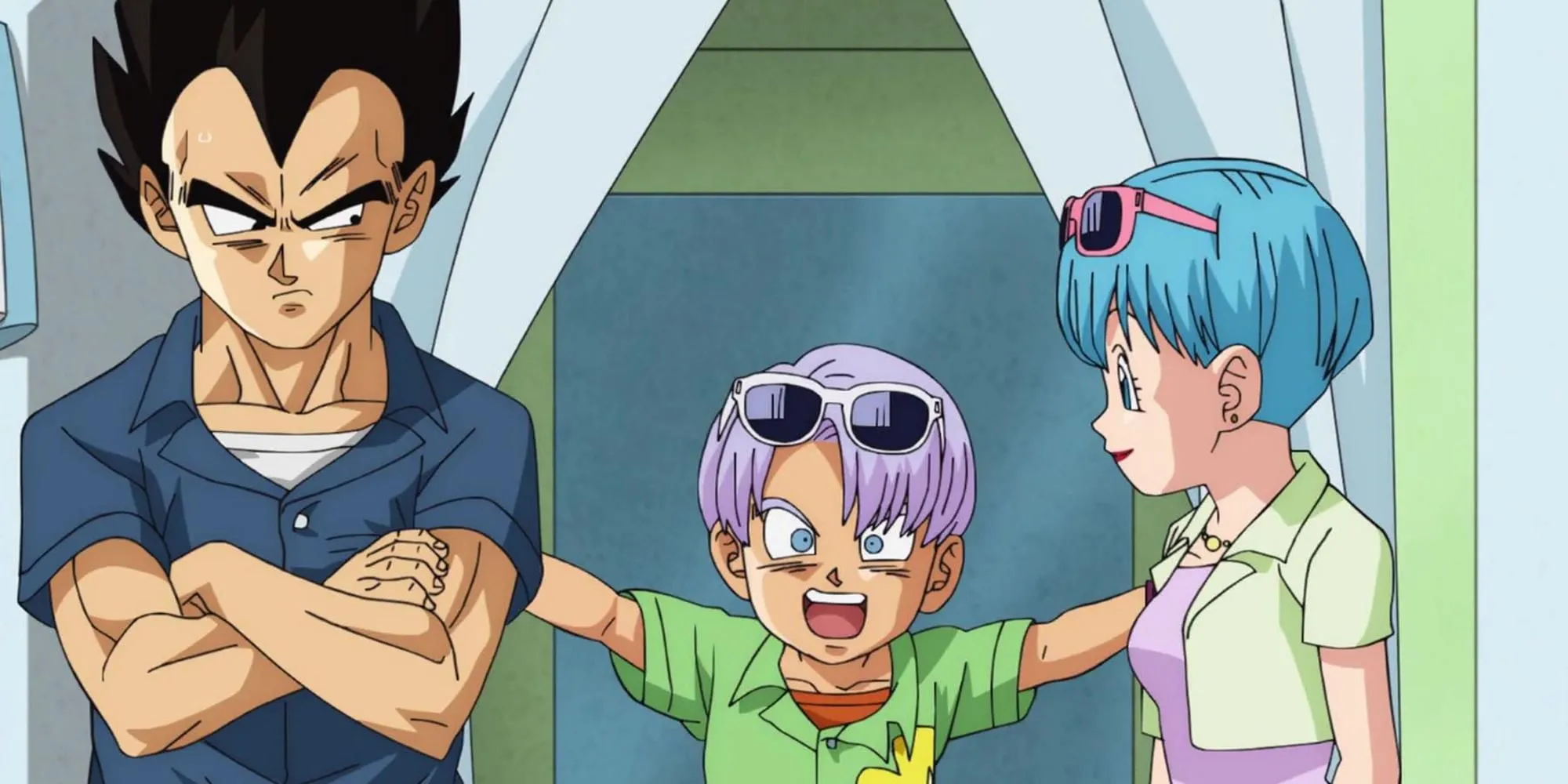Vegeta, Bulma và Trunks đi mua sắm, thể hiện khoảnh khắc gia đình ấm áp