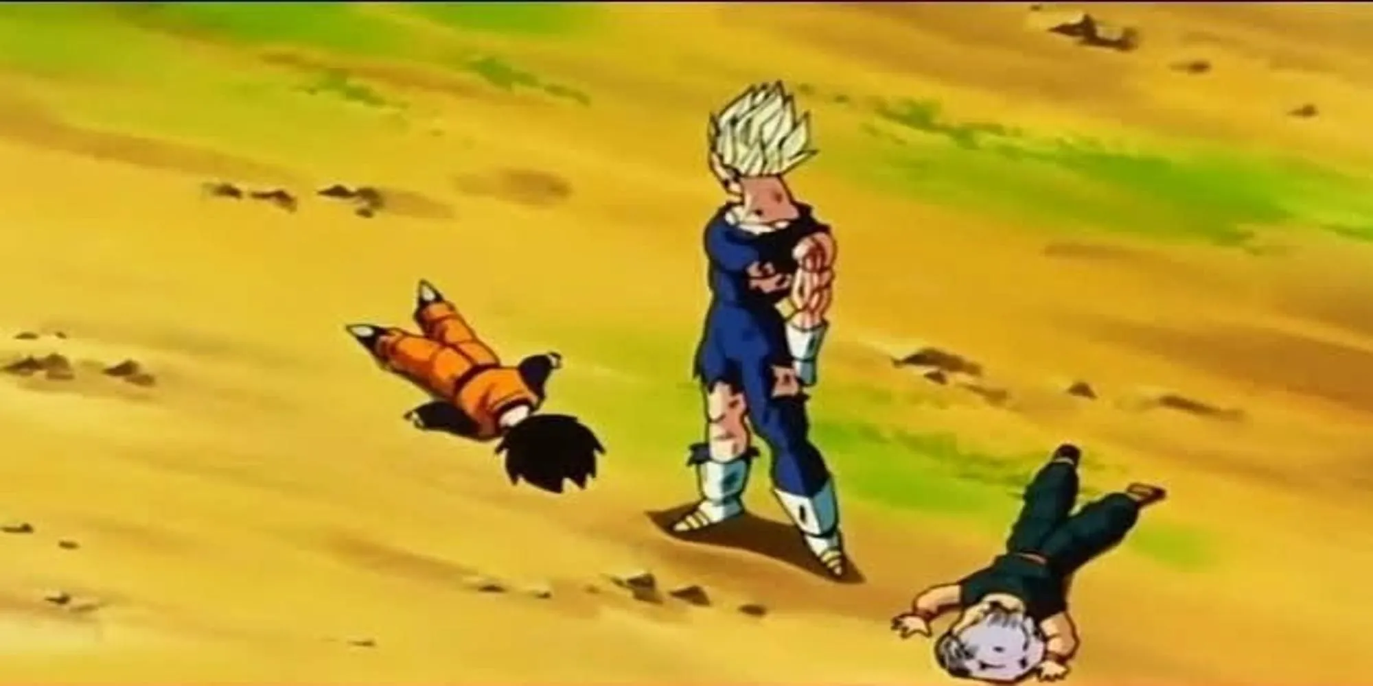 Vegeta đánh ngất Trunks và Goten trong saga Majin Buu để bảo vệ các con