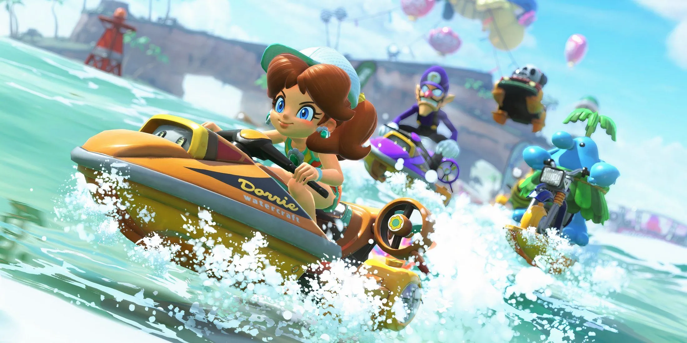 Daisy trong sảnh chờ Mario Kart World, minh họa tính năng còn thiếu trong game