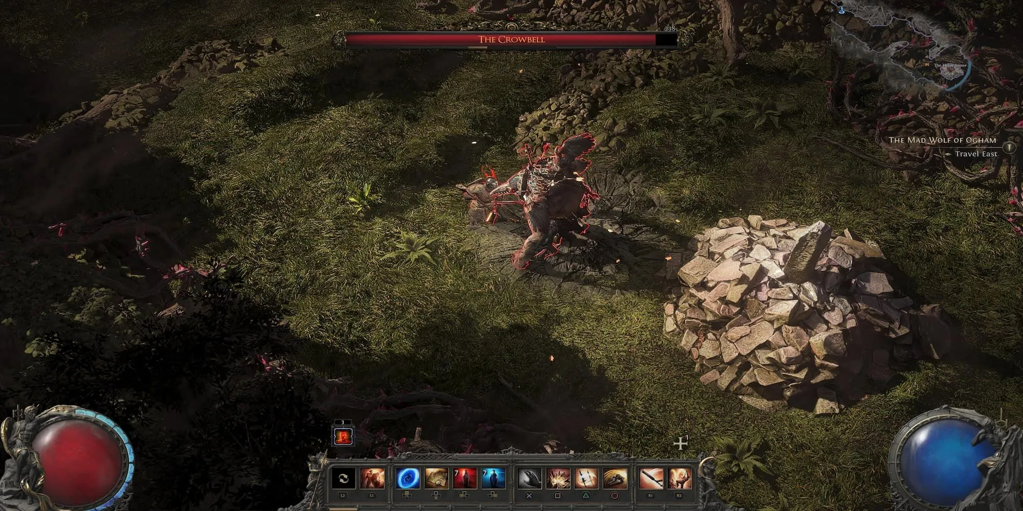 Người chơi Path of Exile 2 đối đầu với một con boss tùy chọn, thể hiện độ thử thách trong các trận đấu trùm.