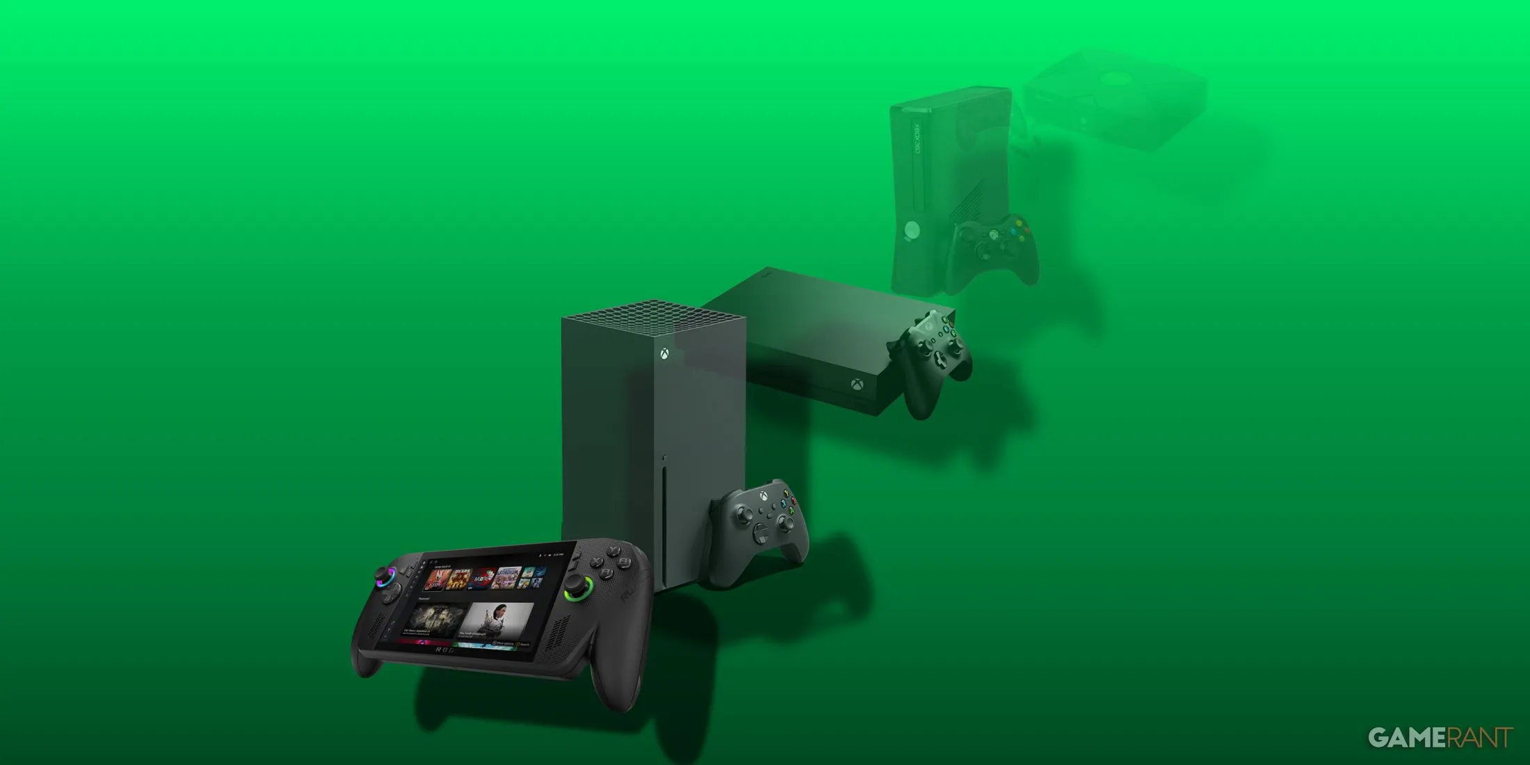 ROG Xbox Ally chạy Windows 11, thể hiện khả năng tương thích ngược và thư viện game đa dạng của thiết bị cầm tay Xbox