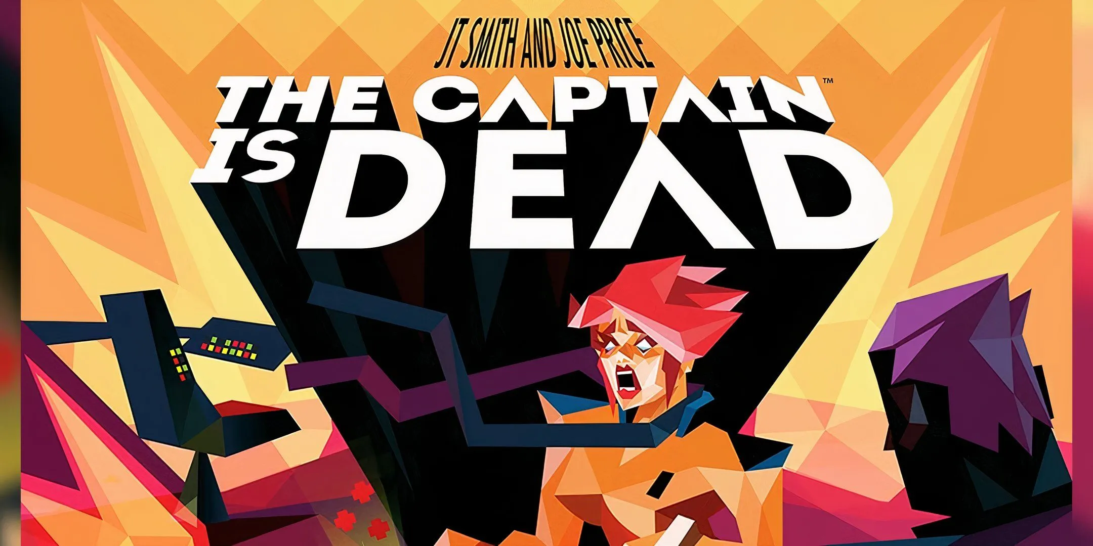 Bìa hộp board game The Captain Is Dead với phi hành đoàn cố gắng sửa chữa tàu vũ trụ