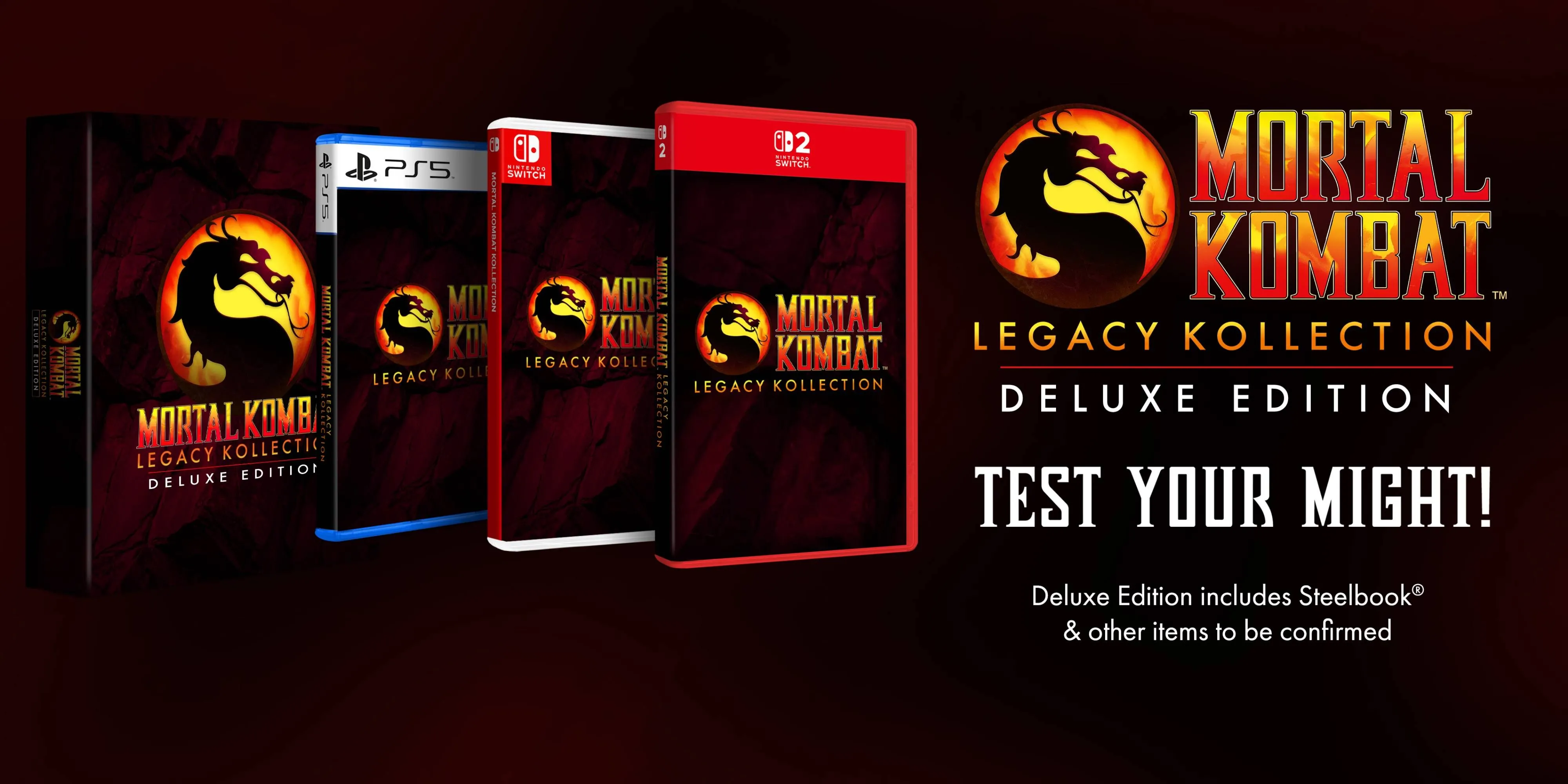 Các phiên bản vật lý Standard, Deluxe và Kollector's Edition của Mortal Kombat: Legacy Kollection.