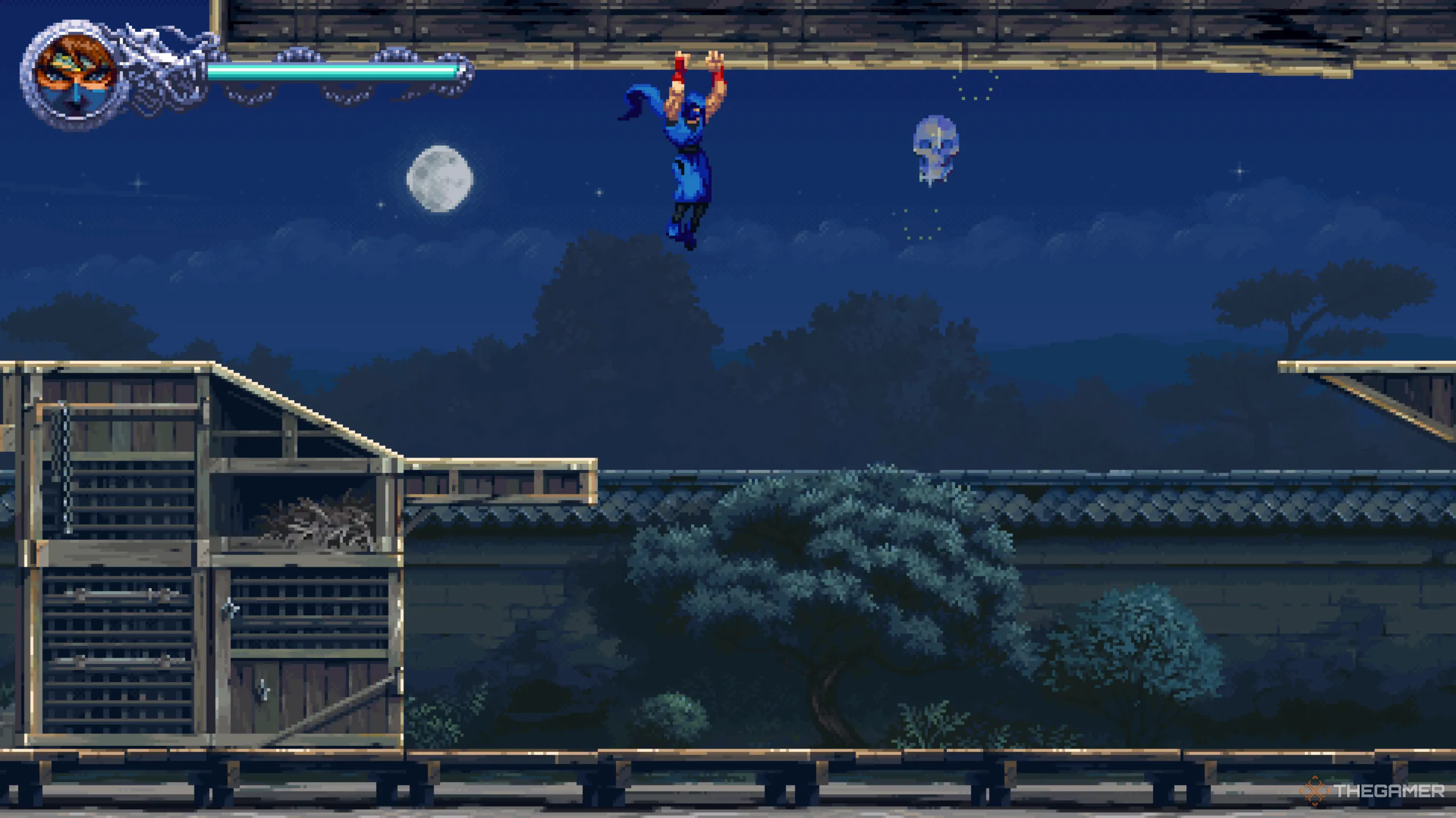 Crystal Skull duy nhất của màn 1-1 xuất hiện ngay sau khi học kỹ năng Guillotine Boost trong Ninja Gaiden: Ragebound