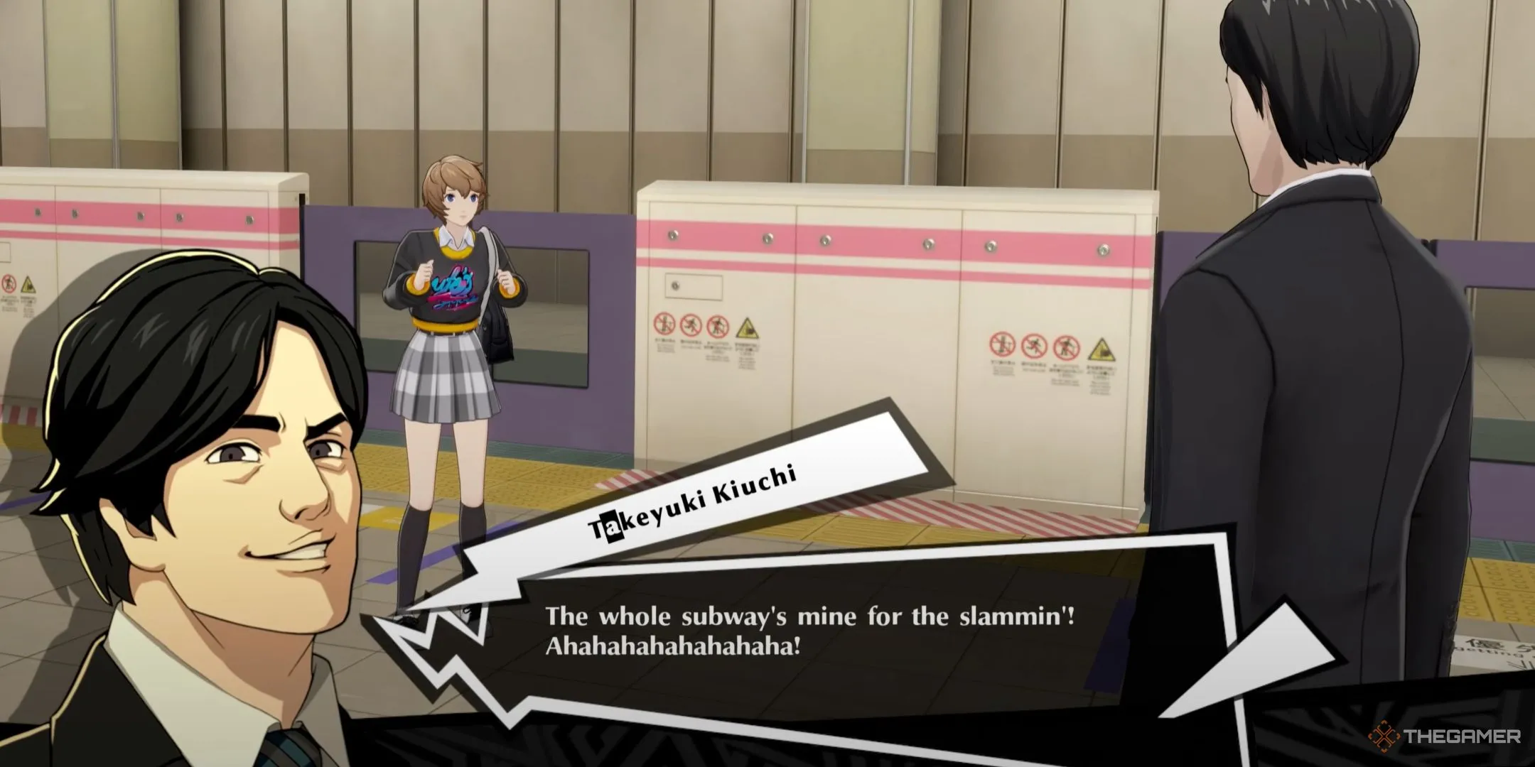 Dòng thoại "In infamous Subway Slammer Line from Persona 5 The Phantom X" từ Persona 5 The Phantom X