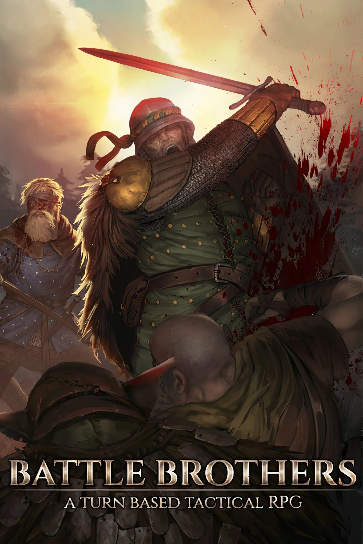 Giao diện chiến đấu theo lượt của Battle Brothers với đội quân lính đánh thuê chuẩn bị giao tranh