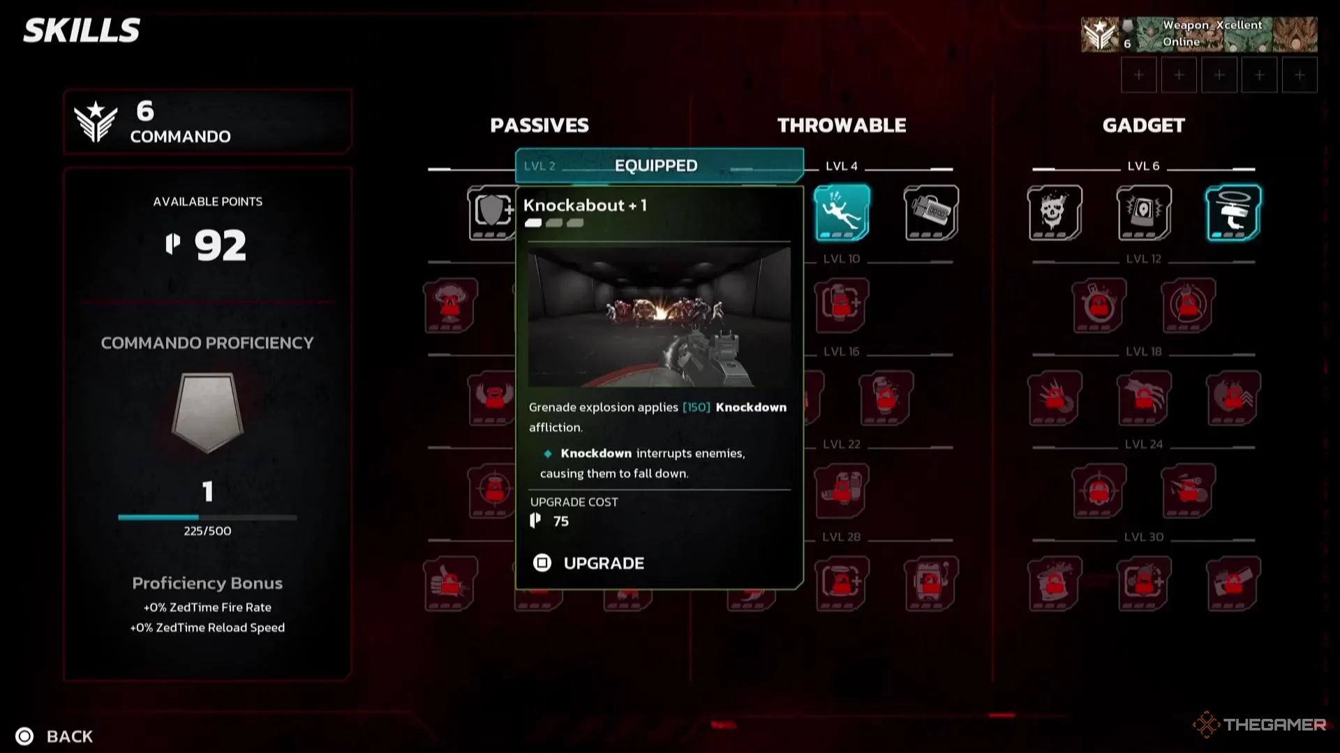 Giao diện kỹ năng của lớp Commando trong Killing Floor 3, cho phép người chơi tùy chỉnh lối chơi.